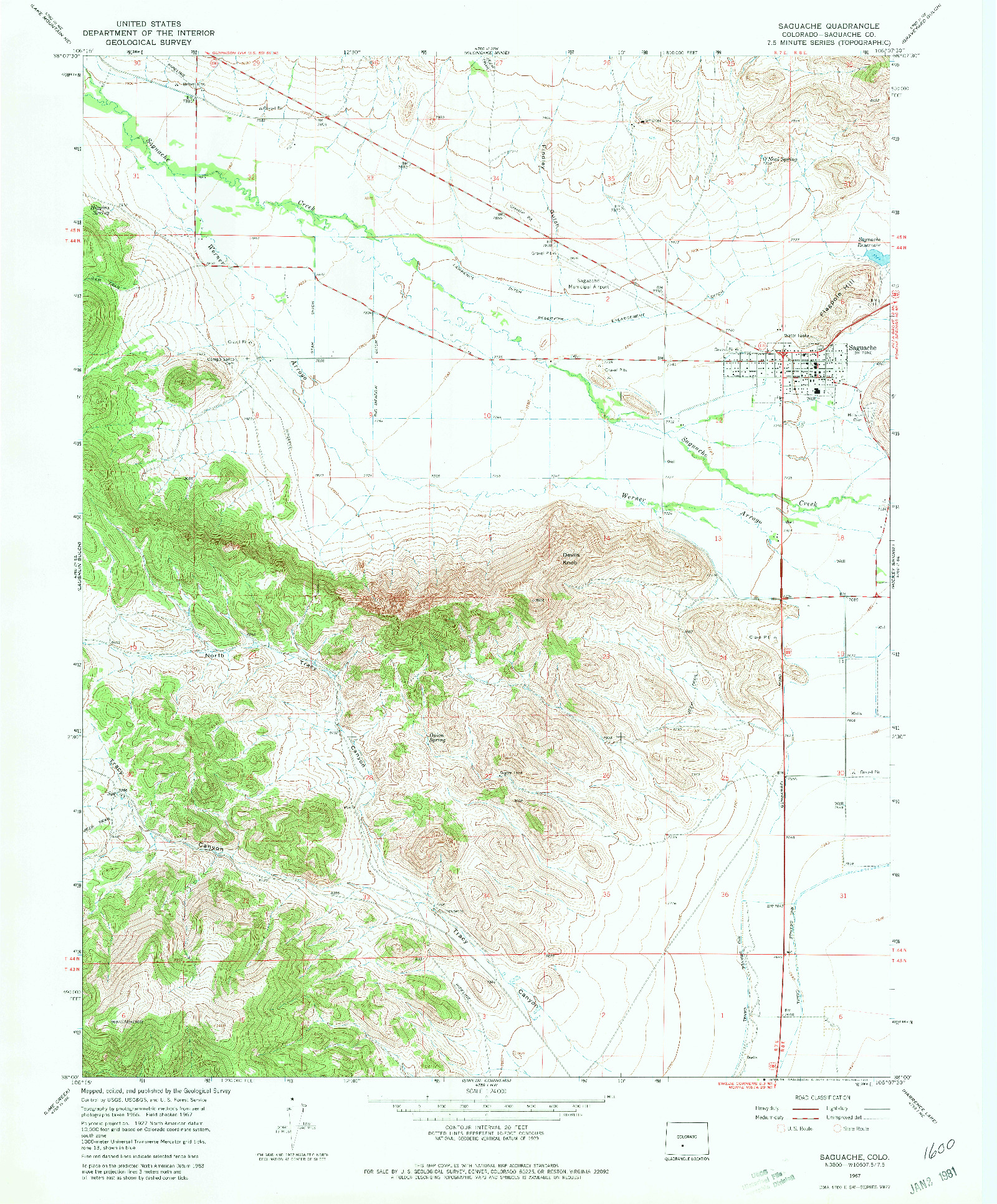 USGS 1:24000-SCALE QUADRANGLE FOR SAGUACHE, CO 1967