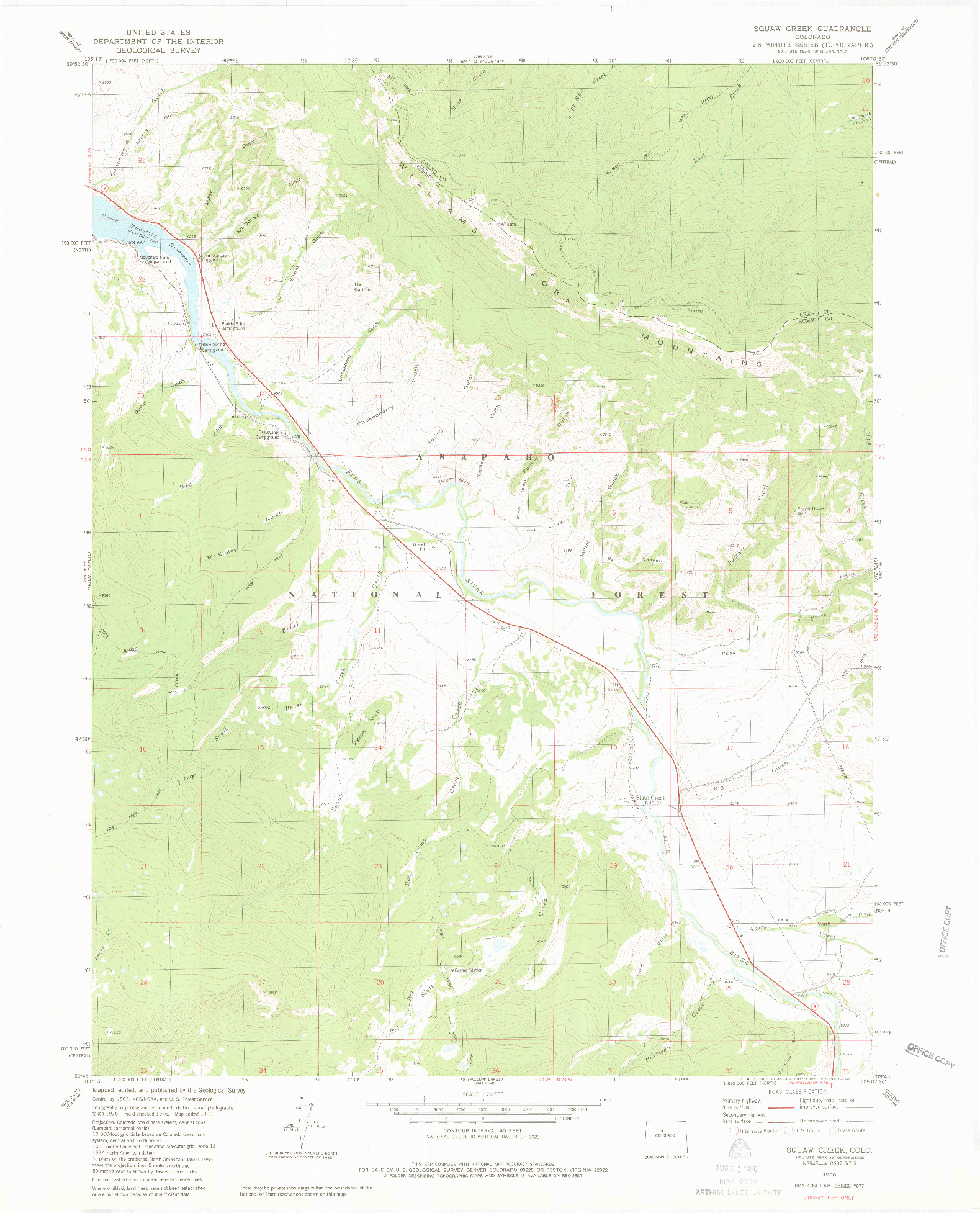 USGS 1:24000-SCALE QUADRANGLE FOR SQUAW CREEK, CO 1980