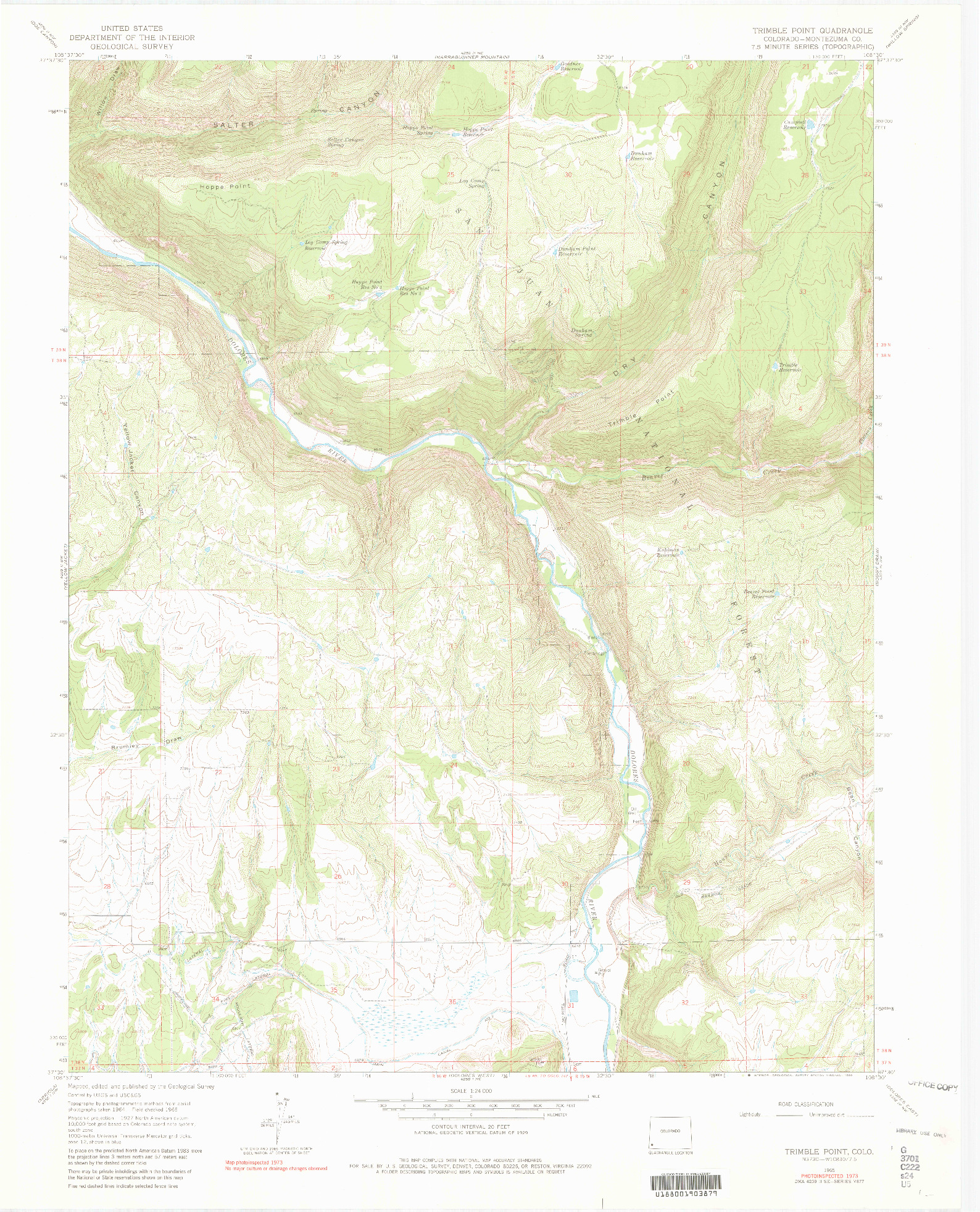 USGS 1:24000-SCALE QUADRANGLE FOR TRIMBLE POINT, CO 1965
