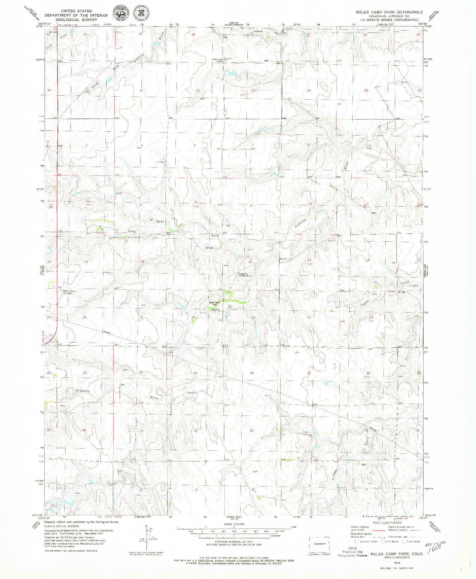 USGS 1:24000-SCALE QUADRANGLE FOR WALKS CAMP PARK, CO 1979