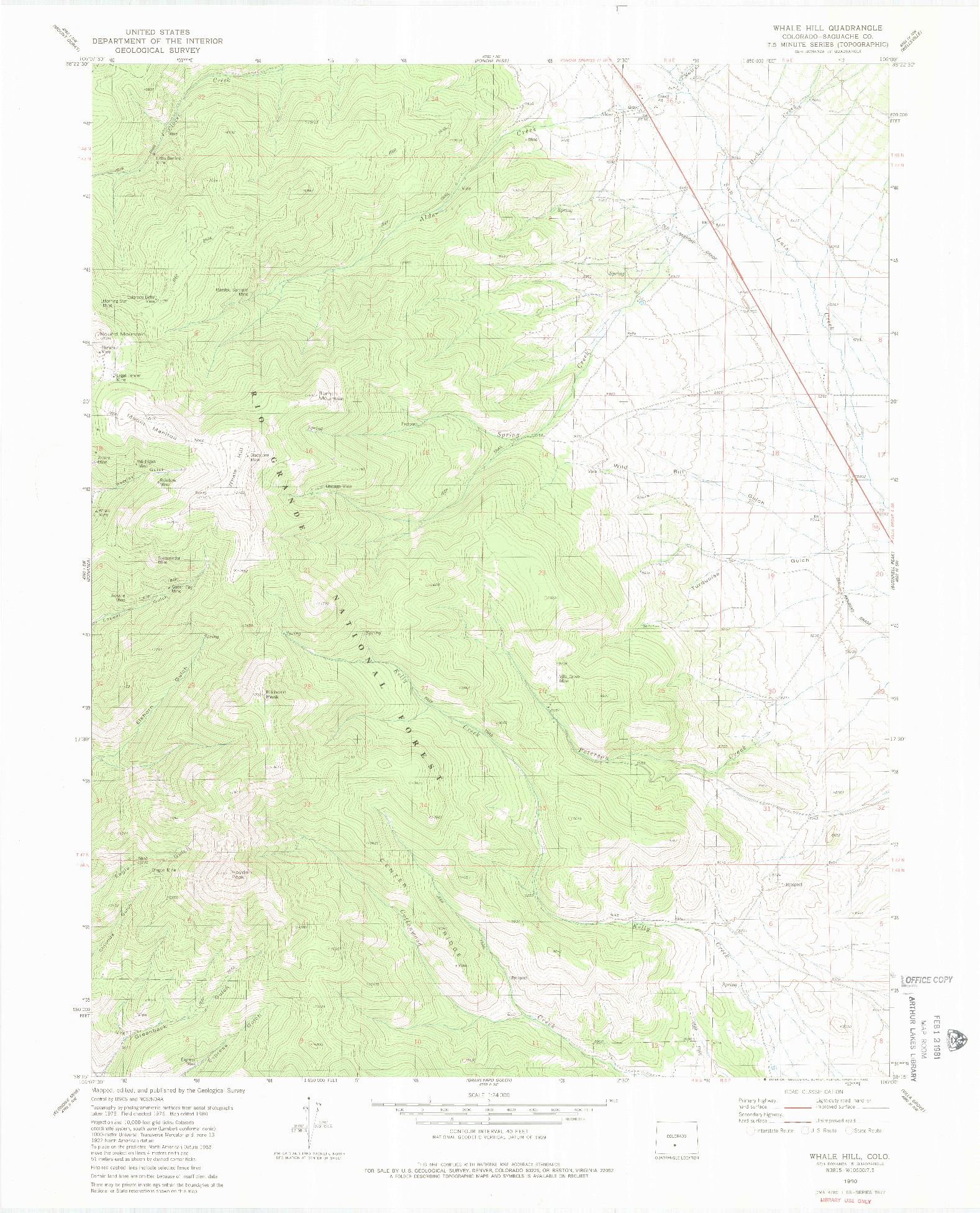 USGS 1:24000-SCALE QUADRANGLE FOR WHALE HILL, CO 1980