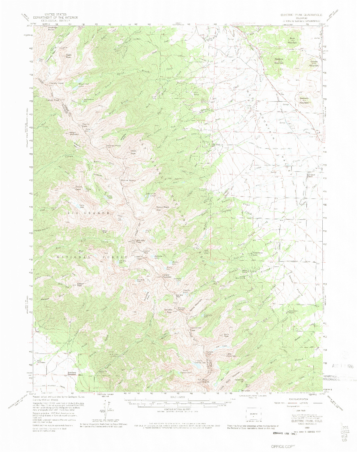 USGS 1:62500-SCALE QUADRANGLE FOR ELECTRIC PEAK, CO 1959