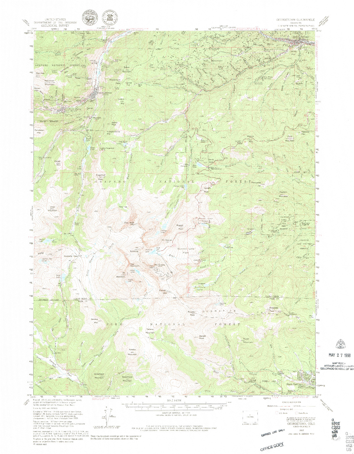 USGS 1:62500-SCALE QUADRANGLE FOR GEORGETOWN, CO 1957