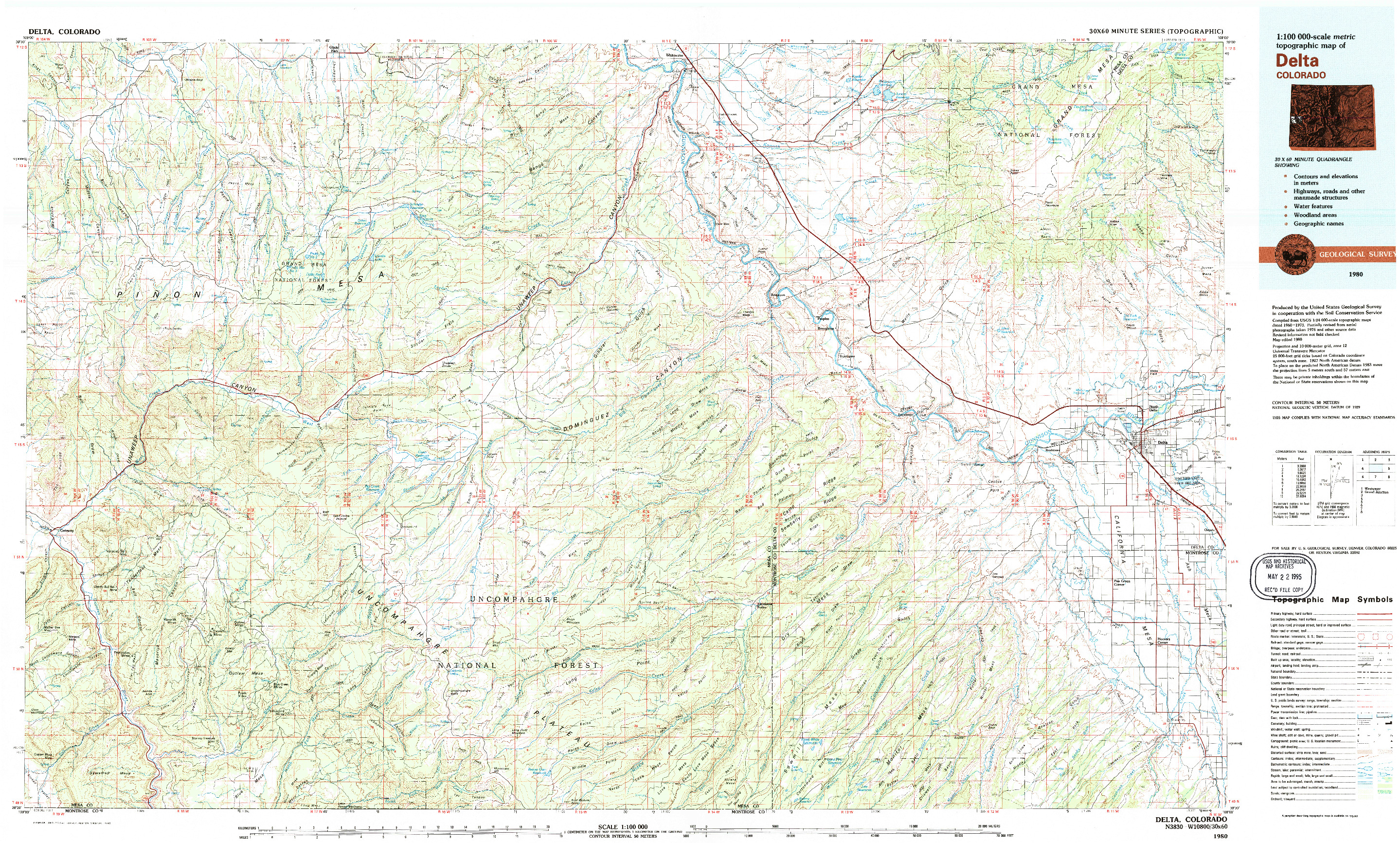 USGS 1:100000-SCALE QUADRANGLE FOR DELTA, CO 1980