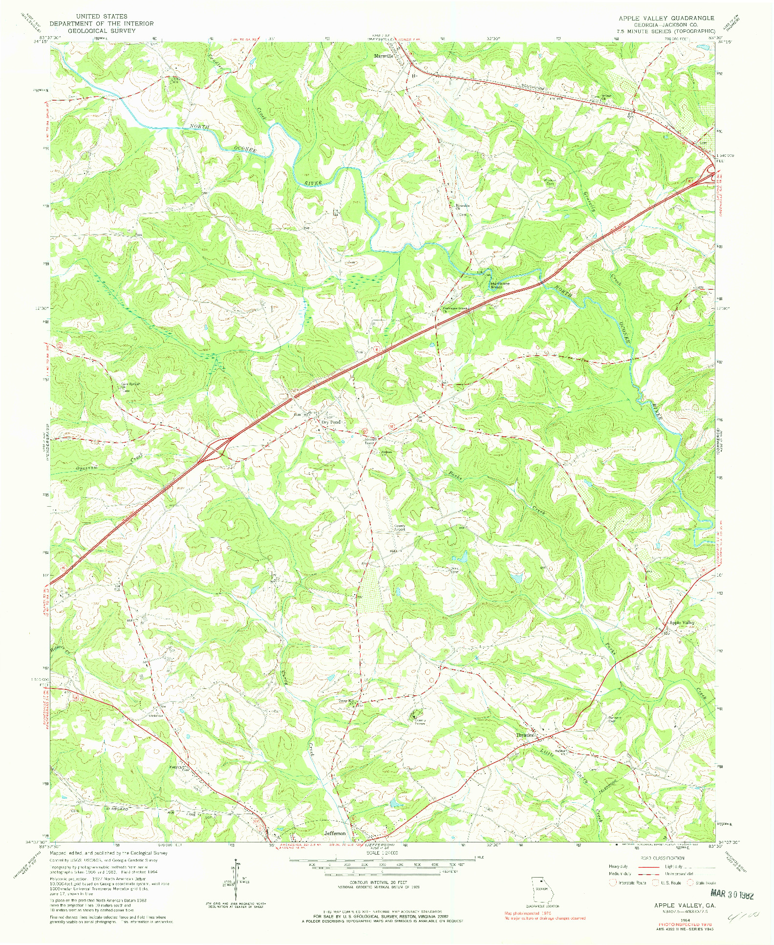 USGS 1:24000-SCALE QUADRANGLE FOR APPLE VALLEY, GA 1964
