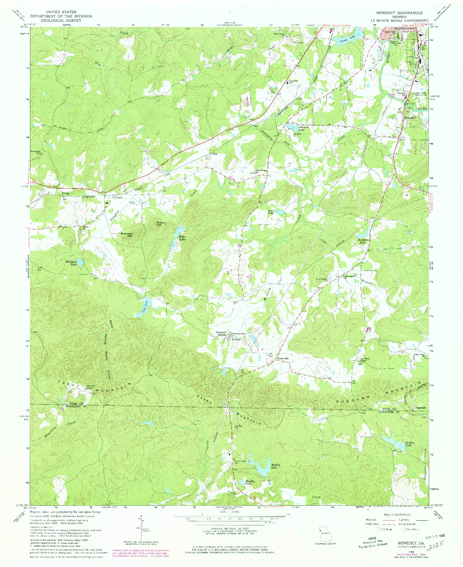 USGS 1:24000-SCALE QUADRANGLE FOR BENEDICT, GA 1966