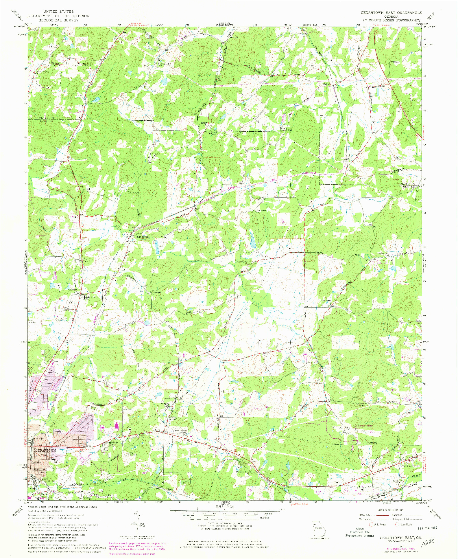 USGS 1:24000-SCALE QUADRANGLE FOR CEDARTOWN EAST, GA 1967