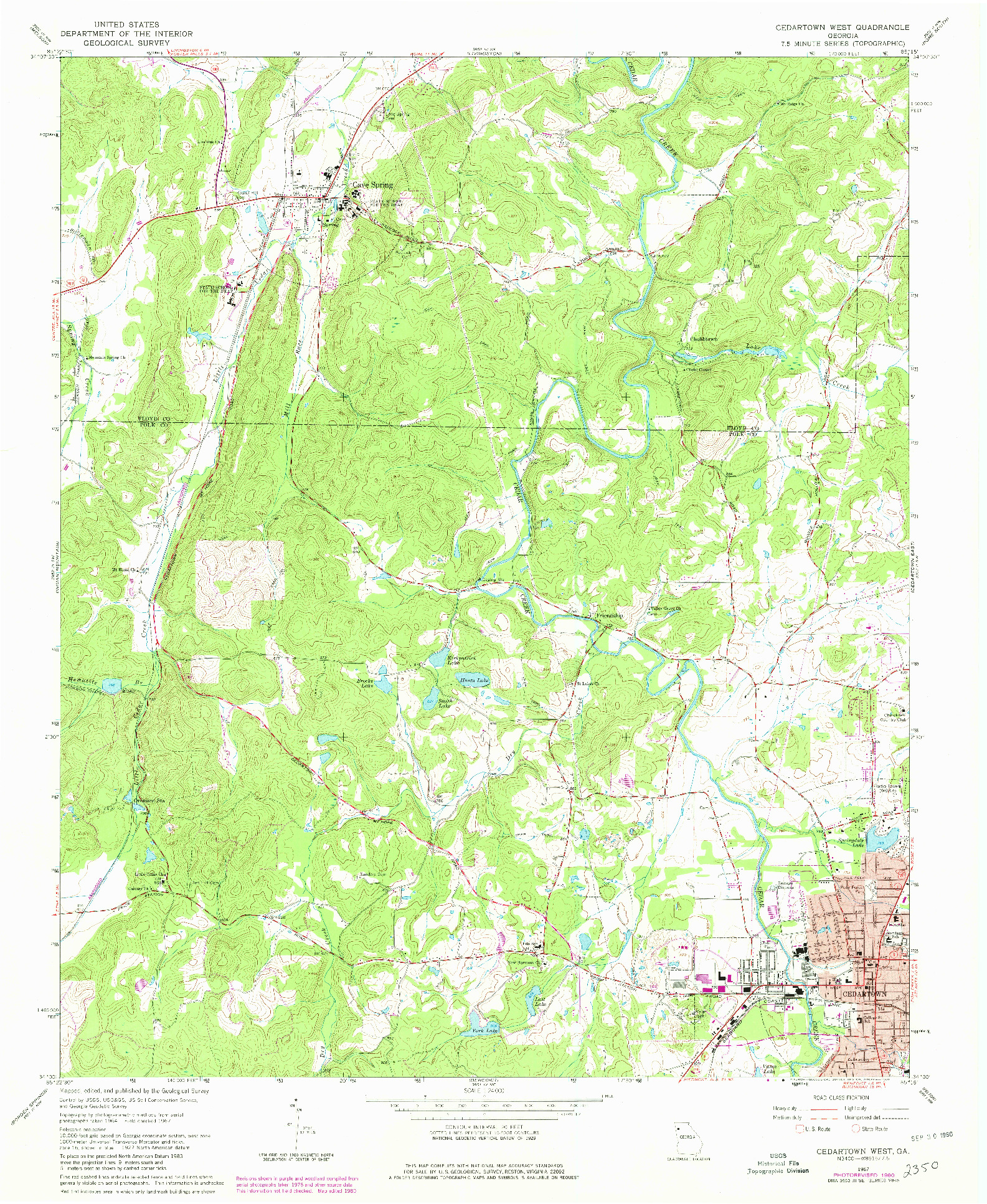 USGS 1:24000-SCALE QUADRANGLE FOR CEDARTOWN WEST, GA 1967