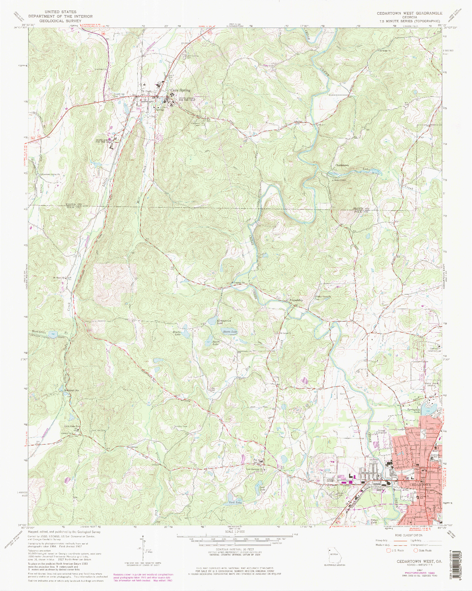 USGS 1:24000-SCALE QUADRANGLE FOR CEDARTOWN WEST, GA 1967