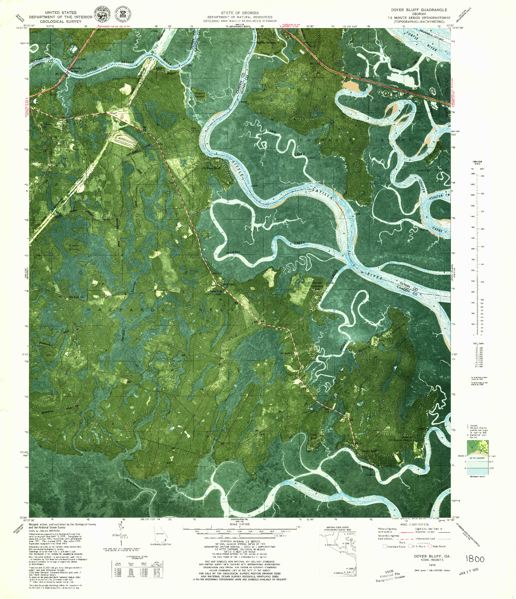 USGS 1:24000-SCALE QUADRANGLE FOR DOVER BLUFF, GA 1979