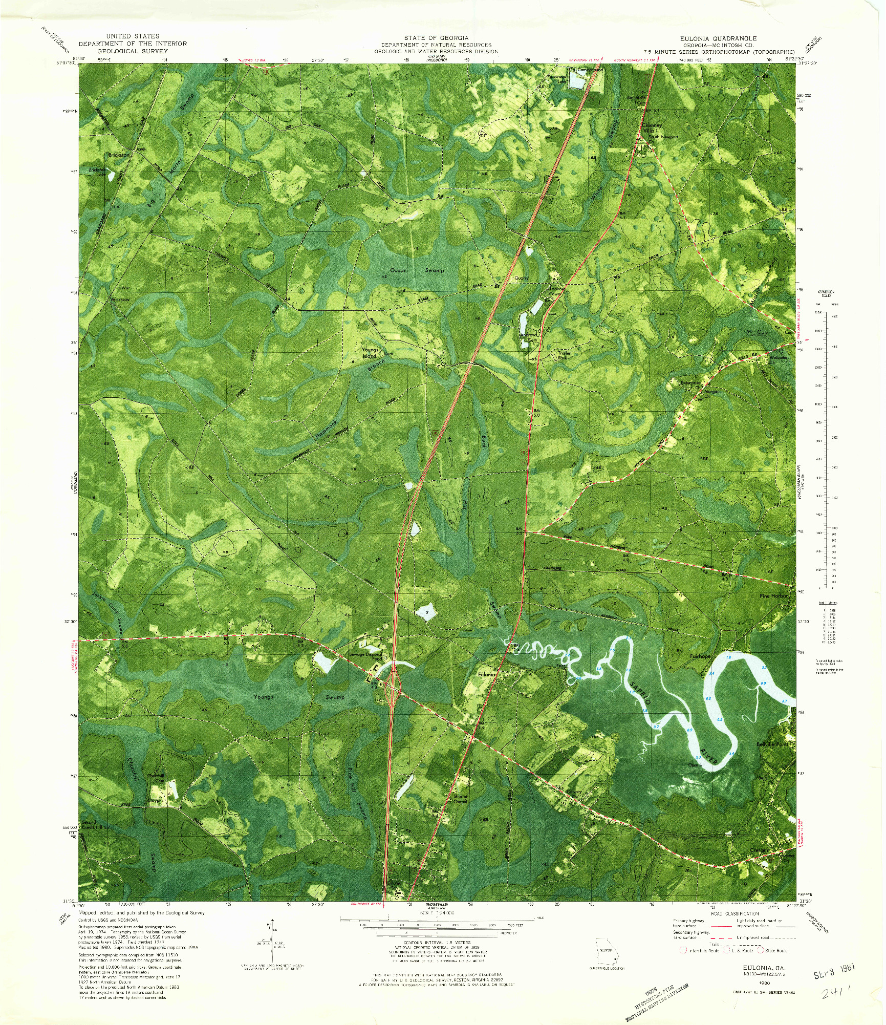 USGS 1:24000-SCALE QUADRANGLE FOR EULONIA, GA 1980