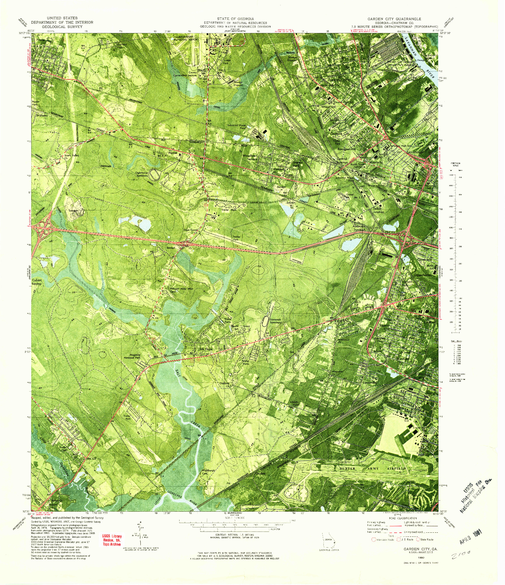 USGS 1:24000-SCALE QUADRANGLE FOR GARDEN CITY, GA 1980