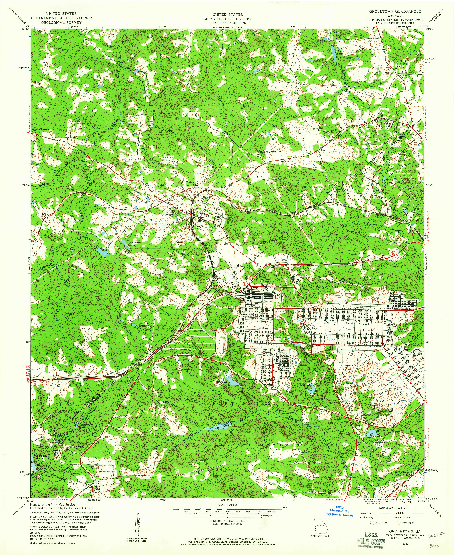 USGS 1:24000-SCALE QUADRANGLE FOR GROVETOWN, GA 1957