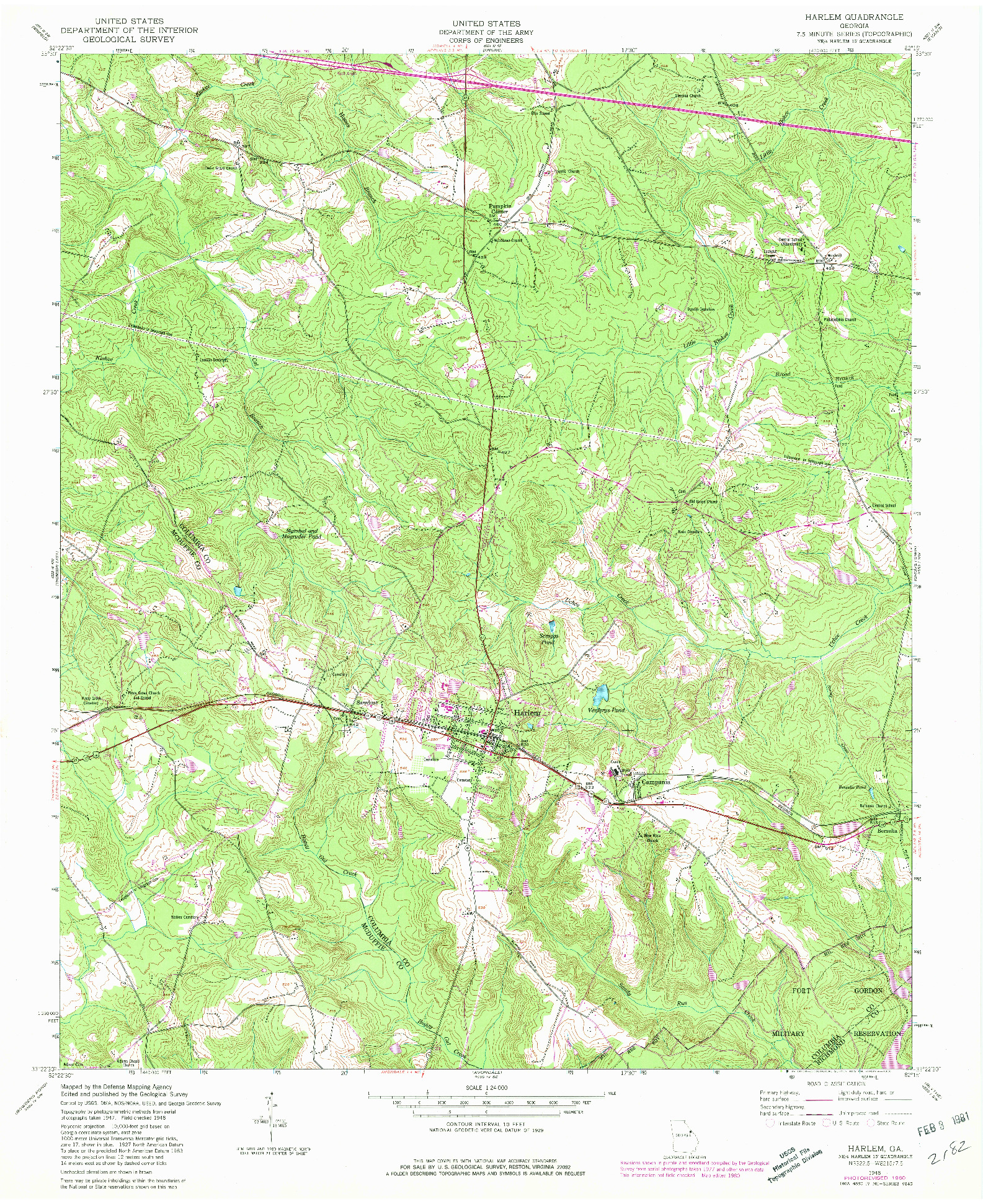USGS 1:24000-SCALE QUADRANGLE FOR HARLEM, GA 1948