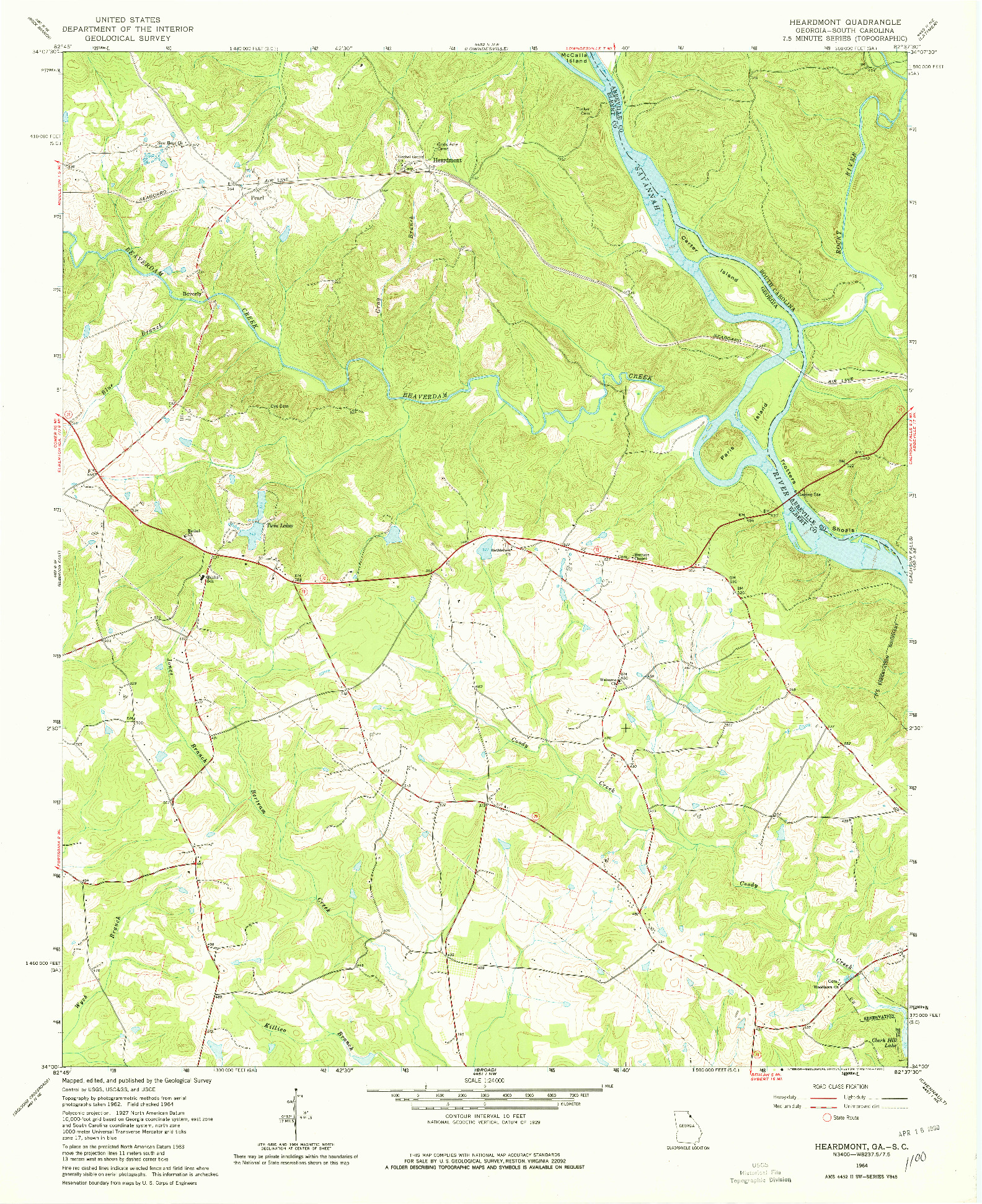 USGS 1:24000-SCALE QUADRANGLE FOR HEARDMONT, GA 1964