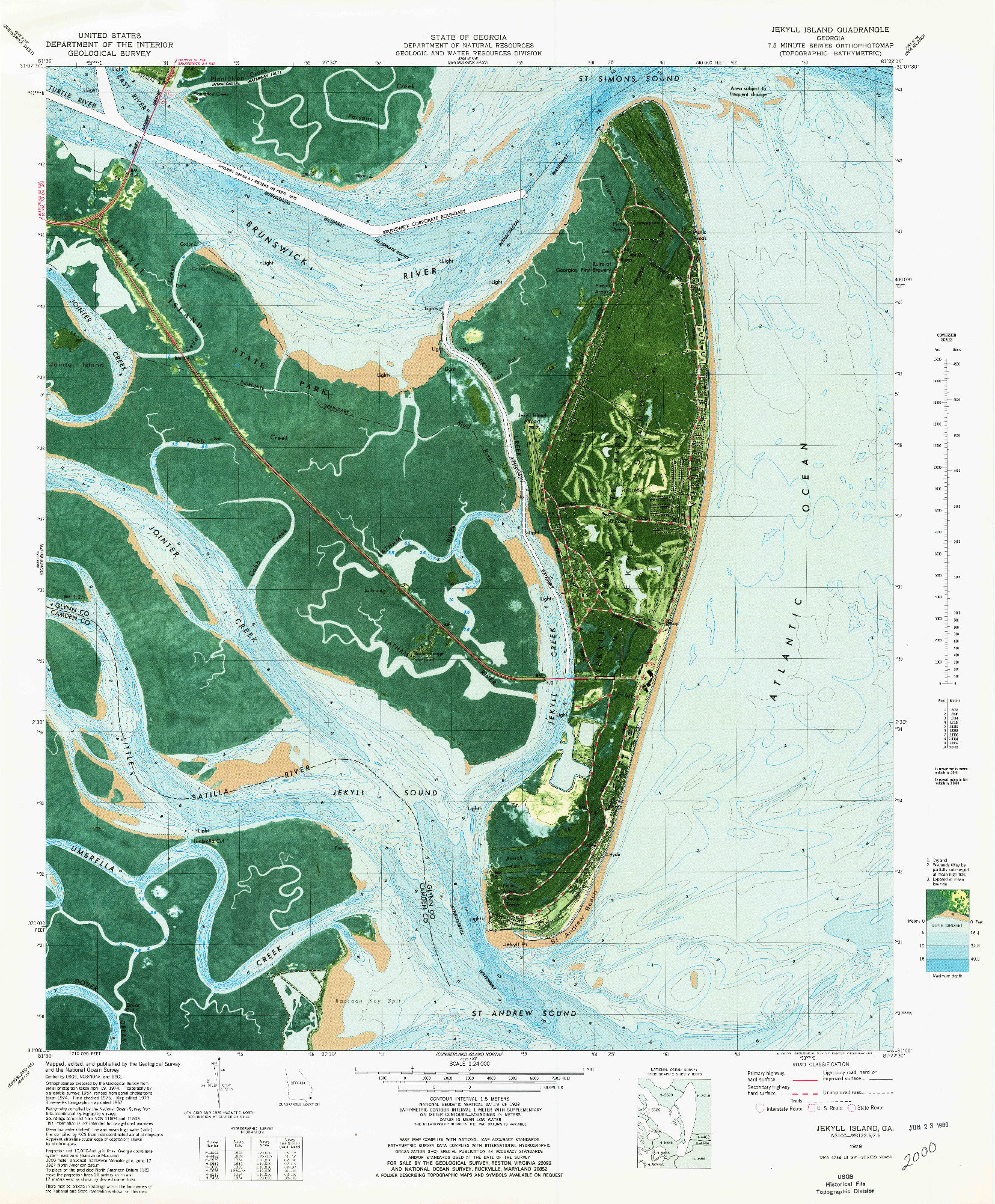 USGS 1:24000-SCALE QUADRANGLE FOR JEKYLL ISLAND, GA 1979