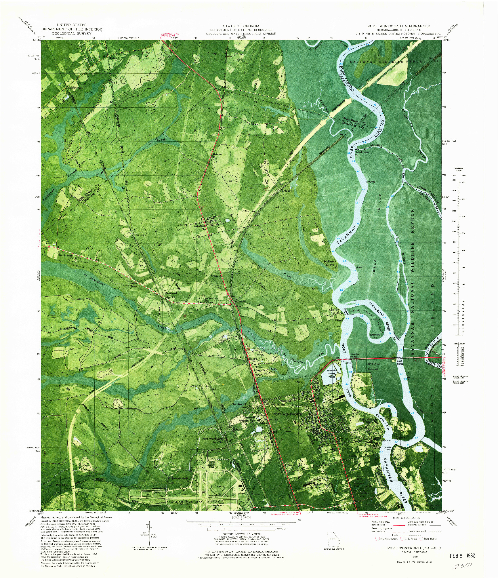 USGS 1:24000-SCALE QUADRANGLE FOR PORT WENTWORTH, GA 1980