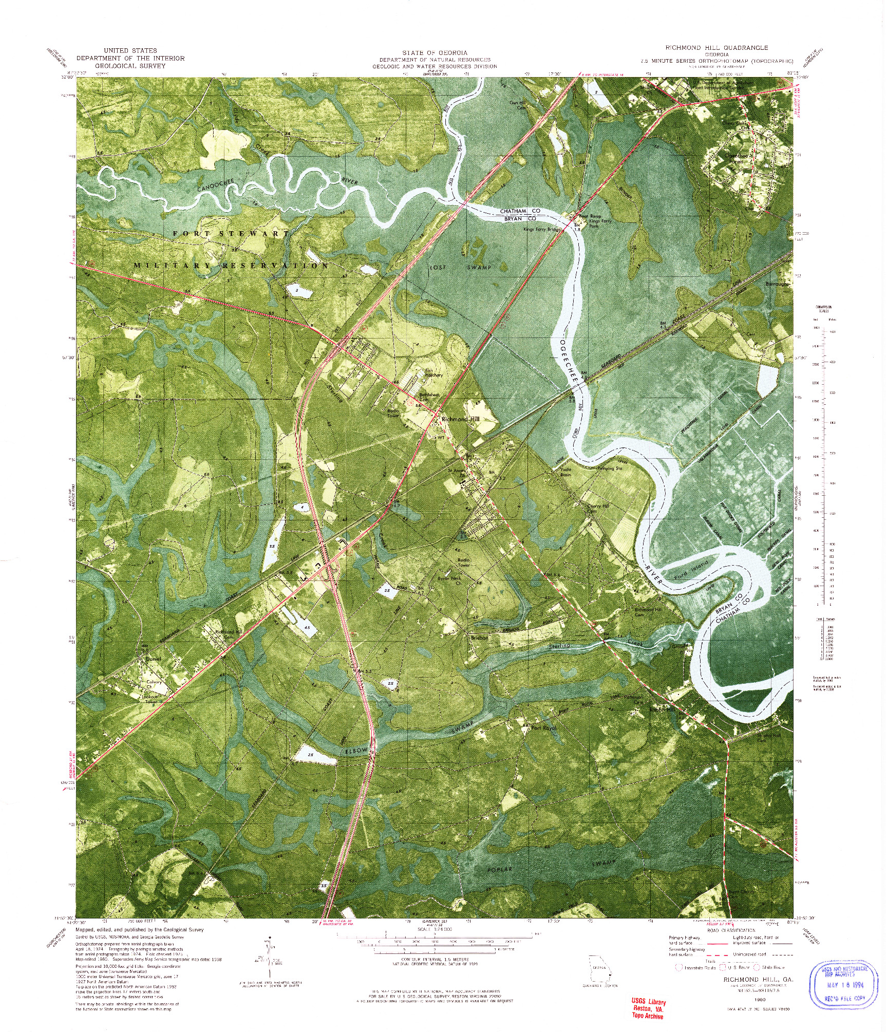 USGS 1:24000-SCALE QUADRANGLE FOR RICHMOND HILL, GA 1980