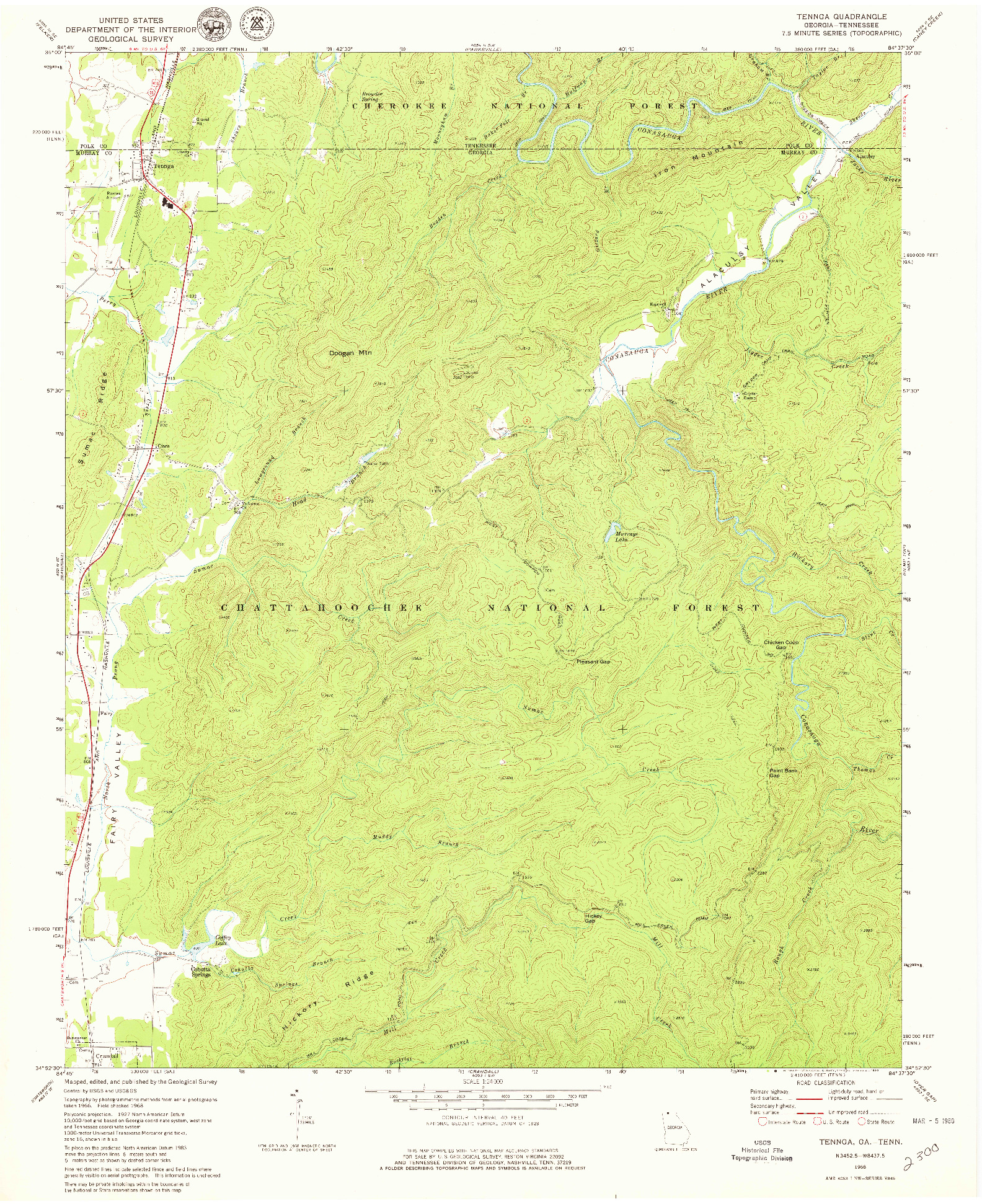 USGS 1:24000-SCALE QUADRANGLE FOR TENNGA, GA 1968