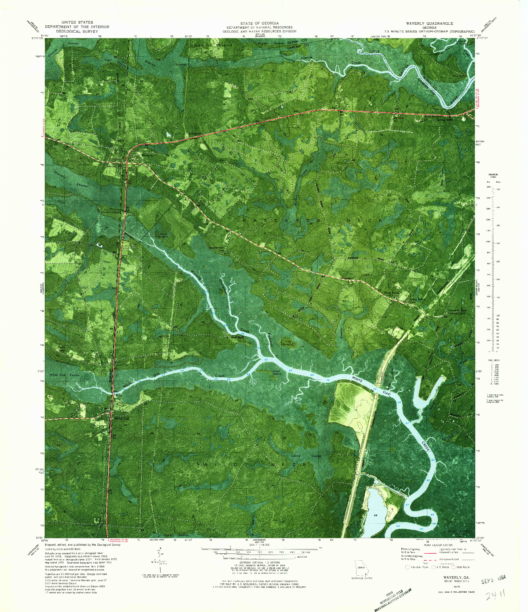 USGS 1:24000-SCALE QUADRANGLE FOR WAVERLY, GA 1979