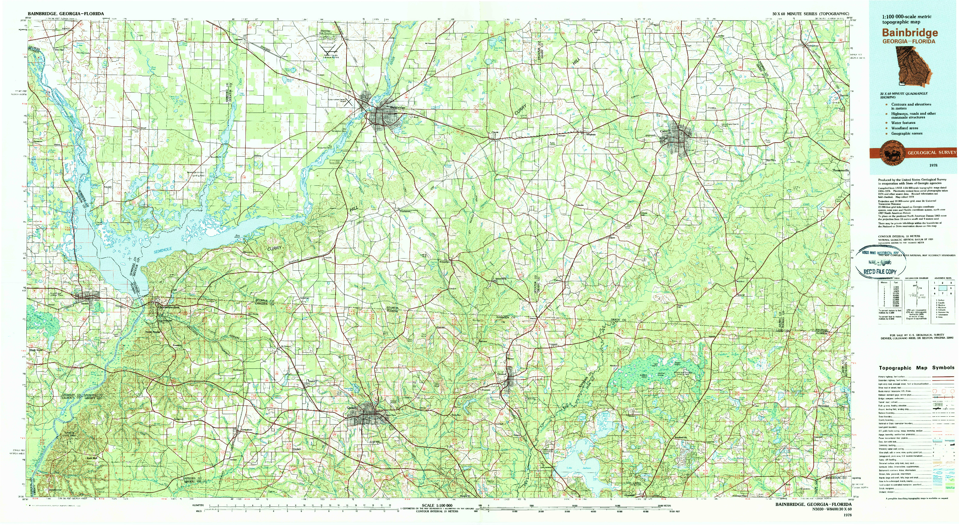 USGS 1:100000-SCALE QUADRANGLE FOR BAINBRIDGE, GA 1978