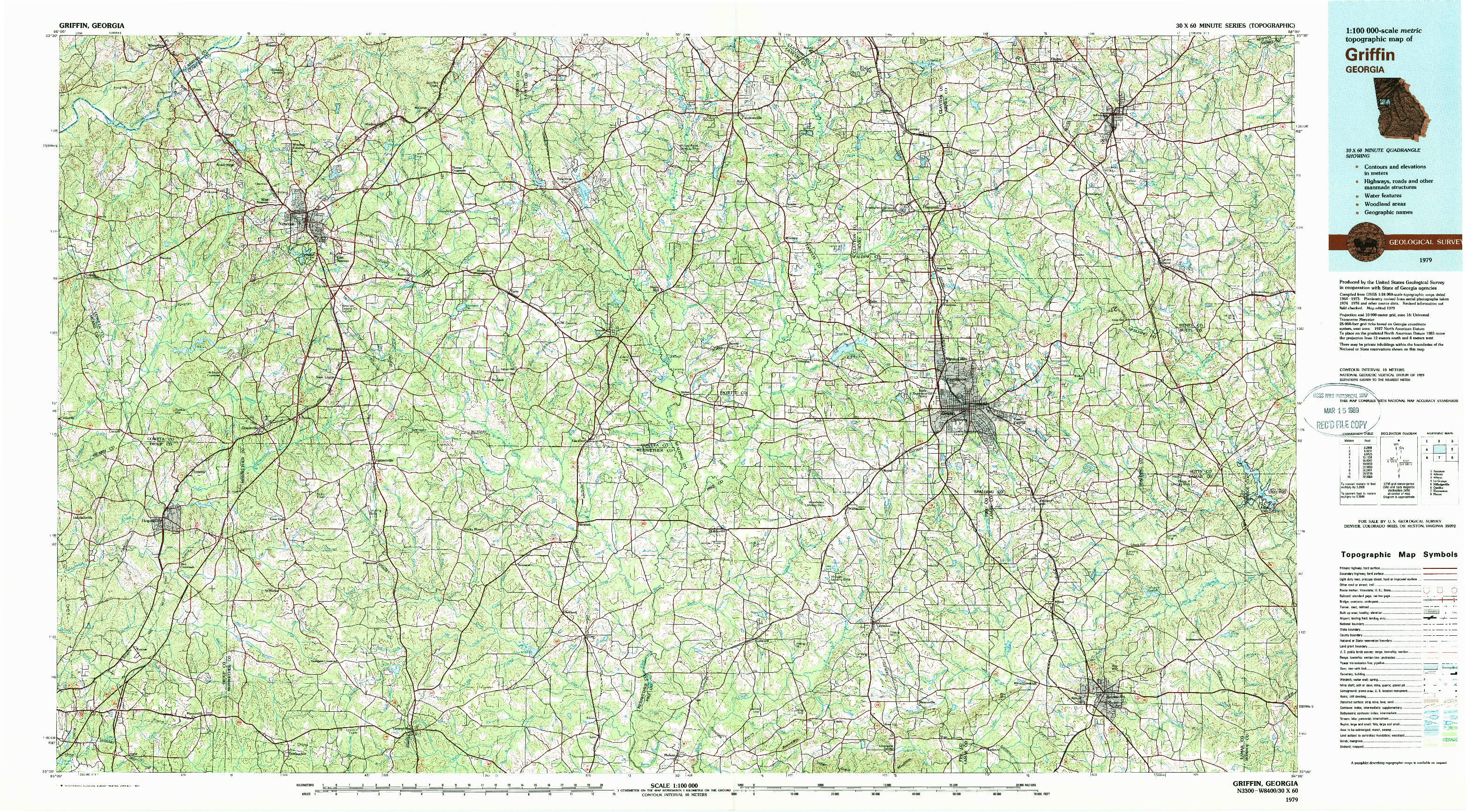 USGS 1:100000-SCALE QUADRANGLE FOR GRIFFIN, GA 1979