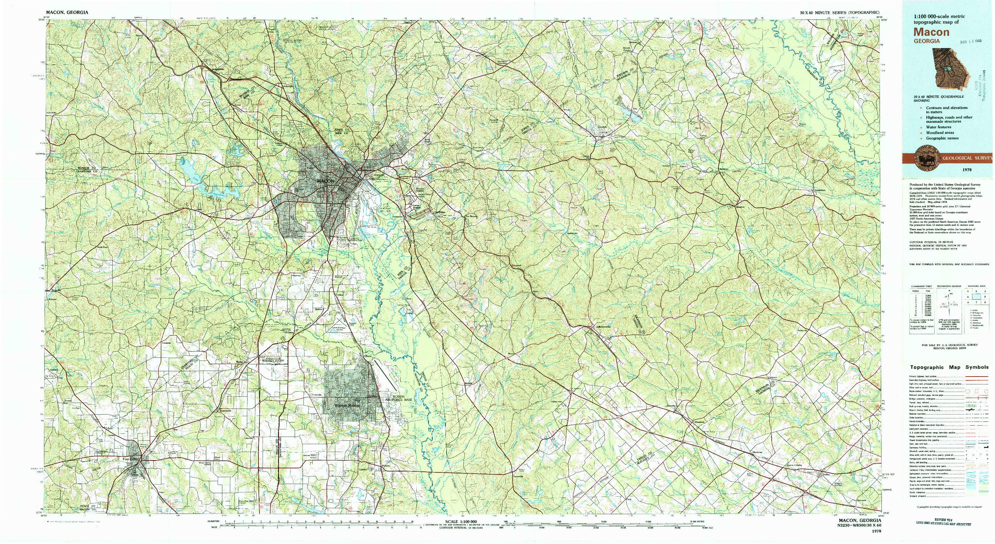 USGS 1:100000-SCALE QUADRANGLE FOR MACON, GA 1978