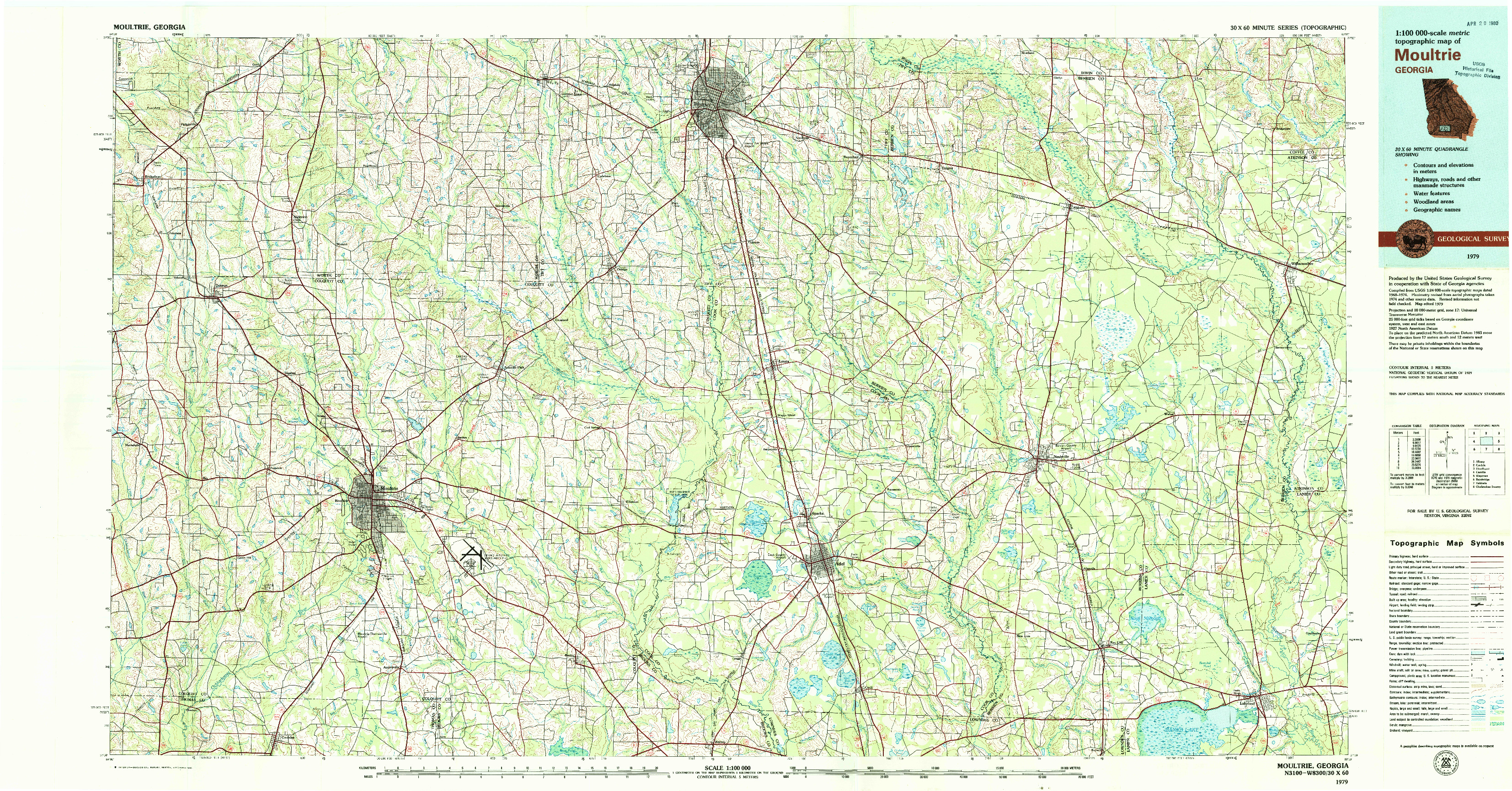 USGS 1:100000-SCALE QUADRANGLE FOR MOULTRIE, GA 1979