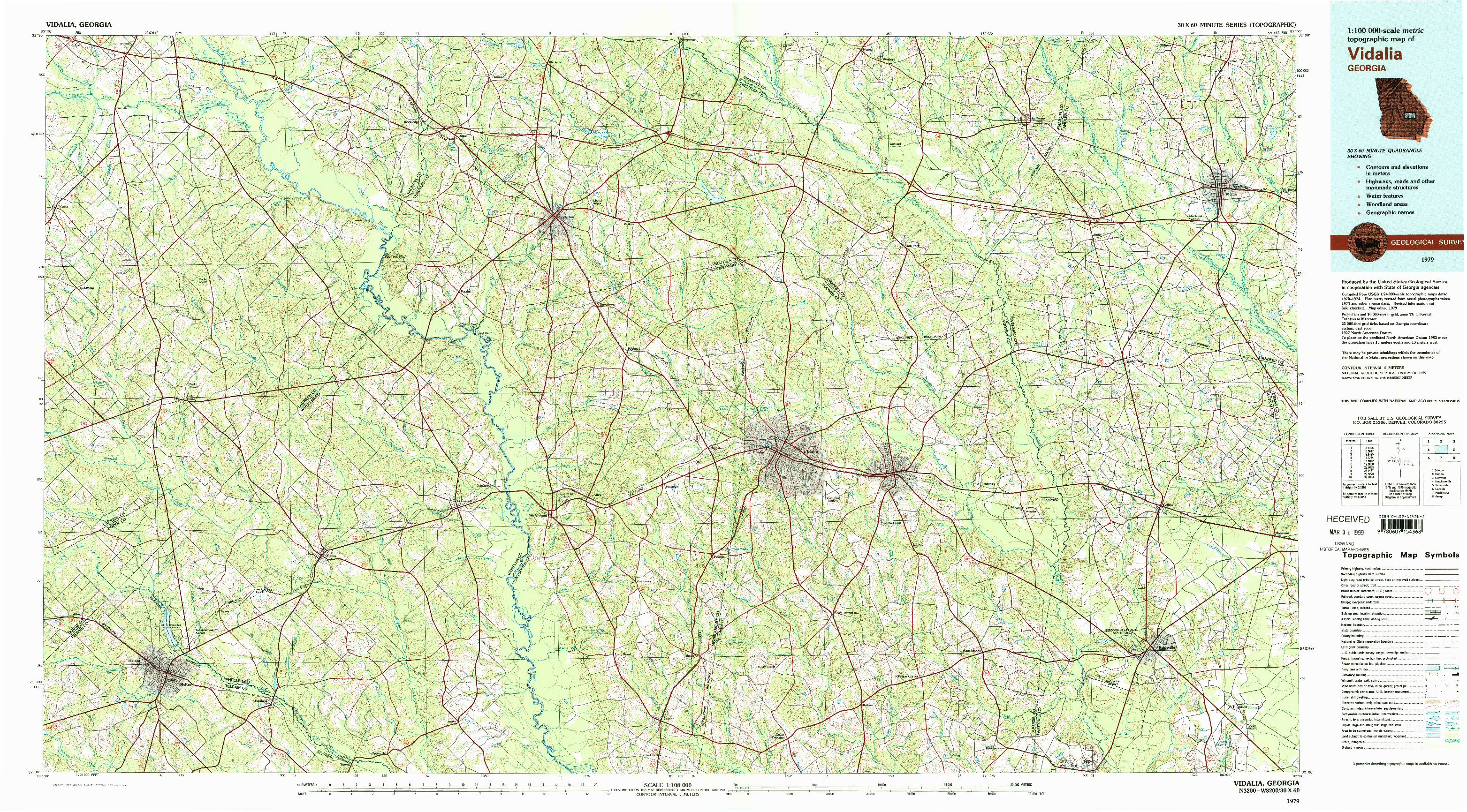 USGS 1:100000-SCALE QUADRANGLE FOR VIDALIA, GA 1979