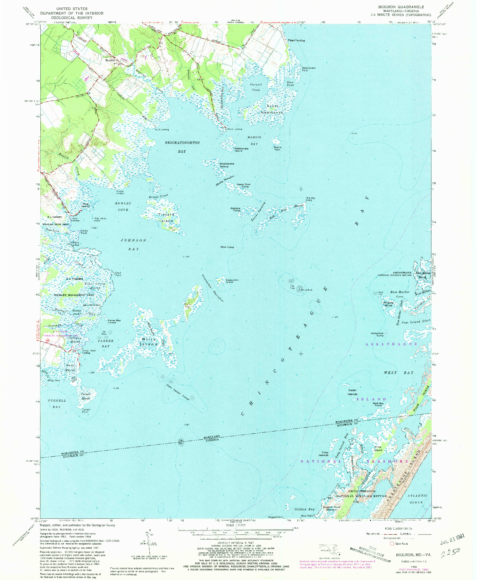 USGS 1:24000-SCALE QUADRANGLE FOR BOXIRON, MD 1964