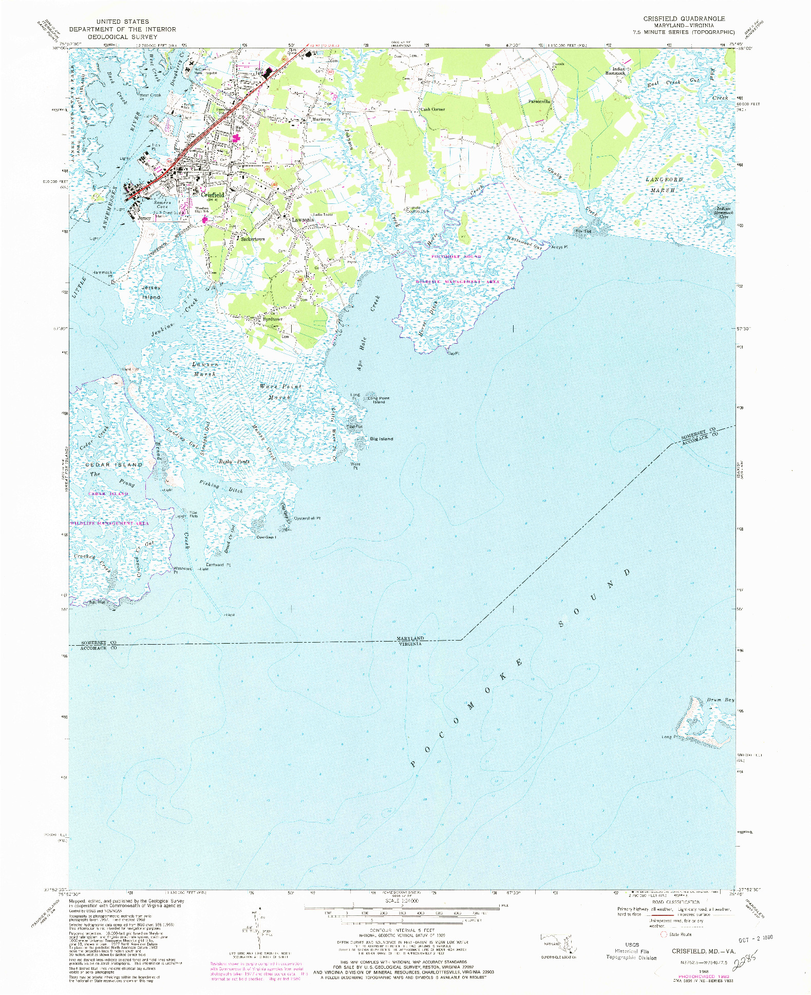 USGS 1:24000-SCALE QUADRANGLE FOR CRISFIELD, MD 1968