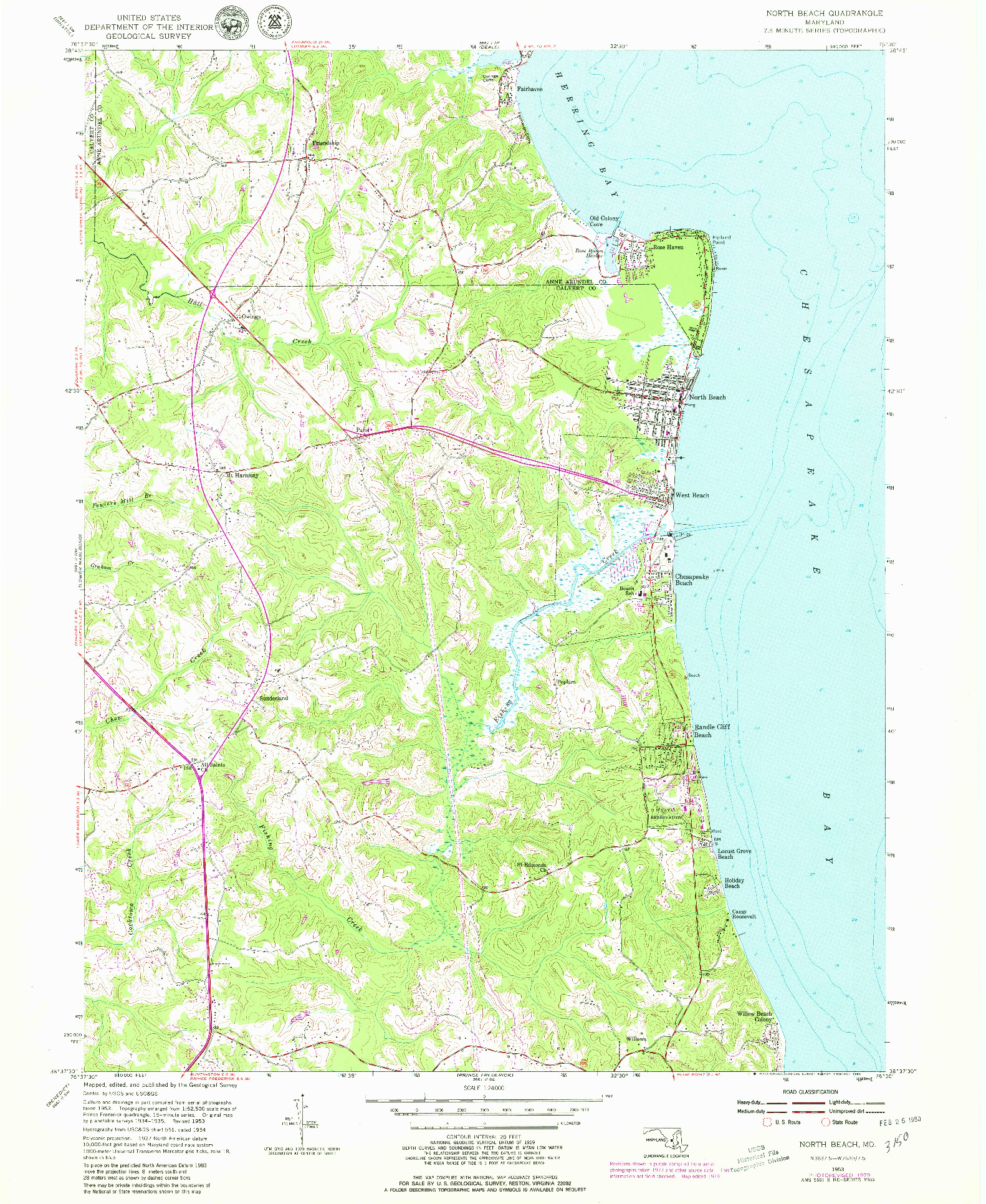 USGS 1:24000-SCALE QUADRANGLE FOR NORTH BEACH, MD 1953