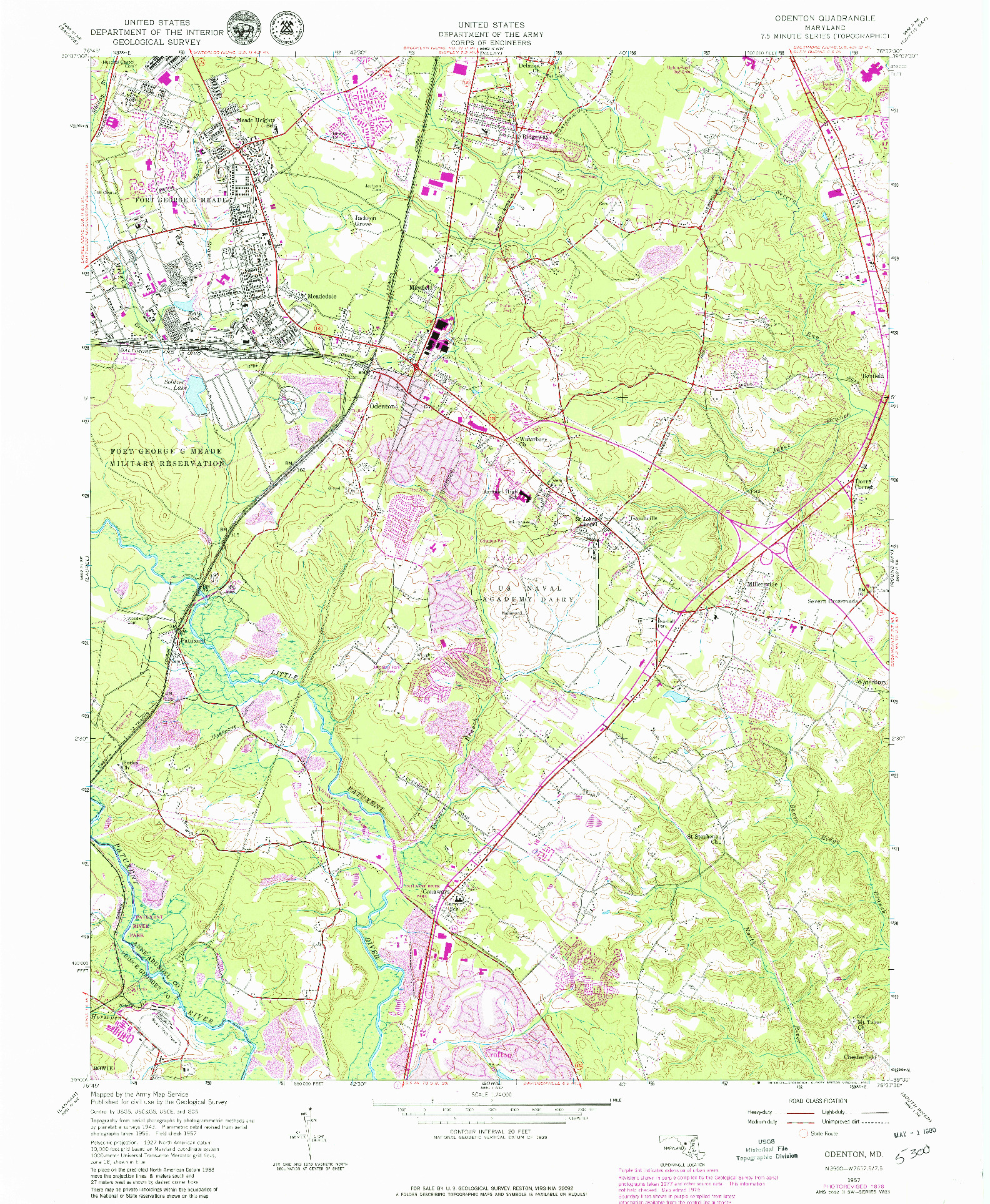 USGS 1:24000-SCALE QUADRANGLE FOR ODENTON, MD 1957