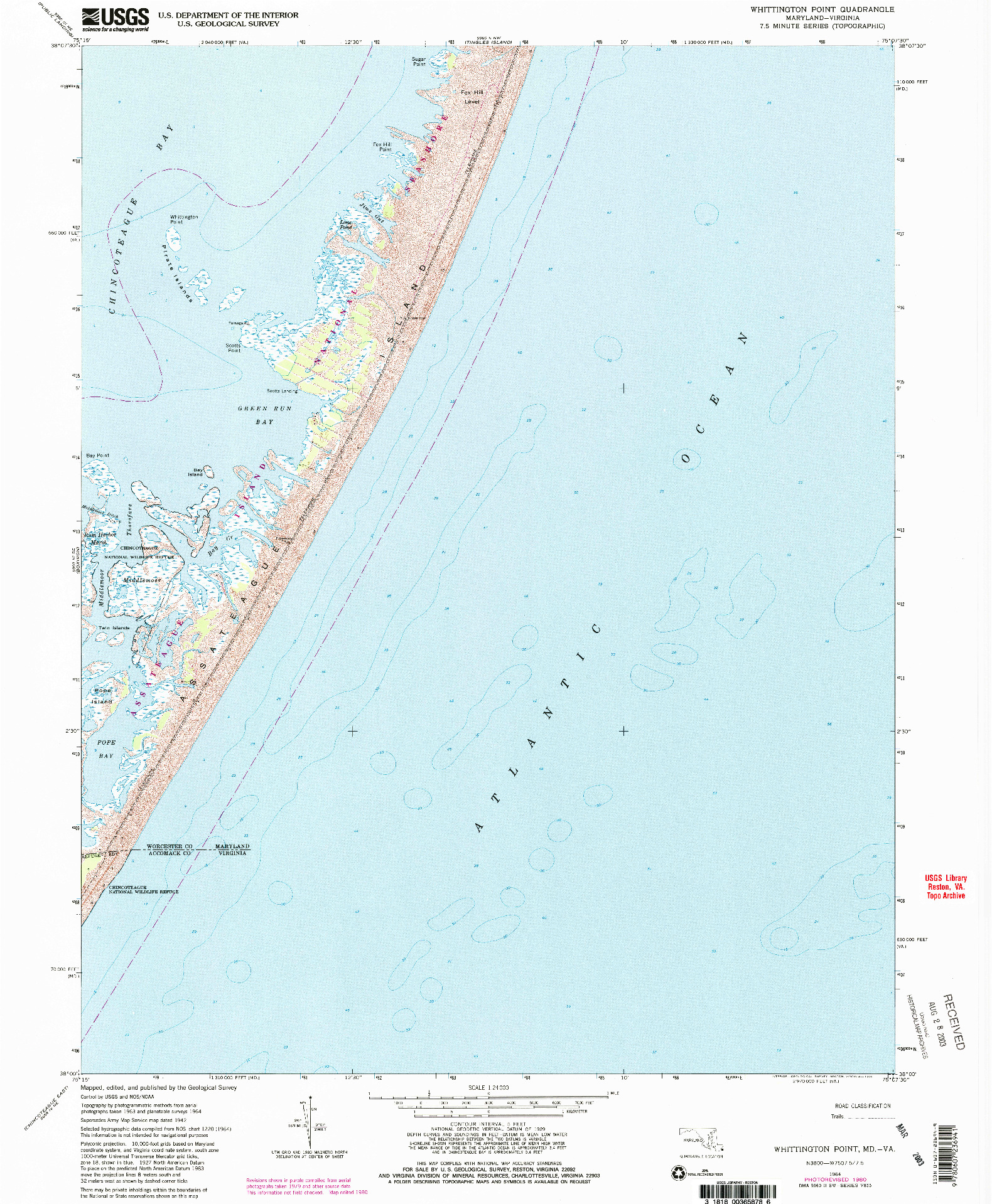 USGS 1:24000-SCALE QUADRANGLE FOR WHITTINGTON POINT, MD 1964