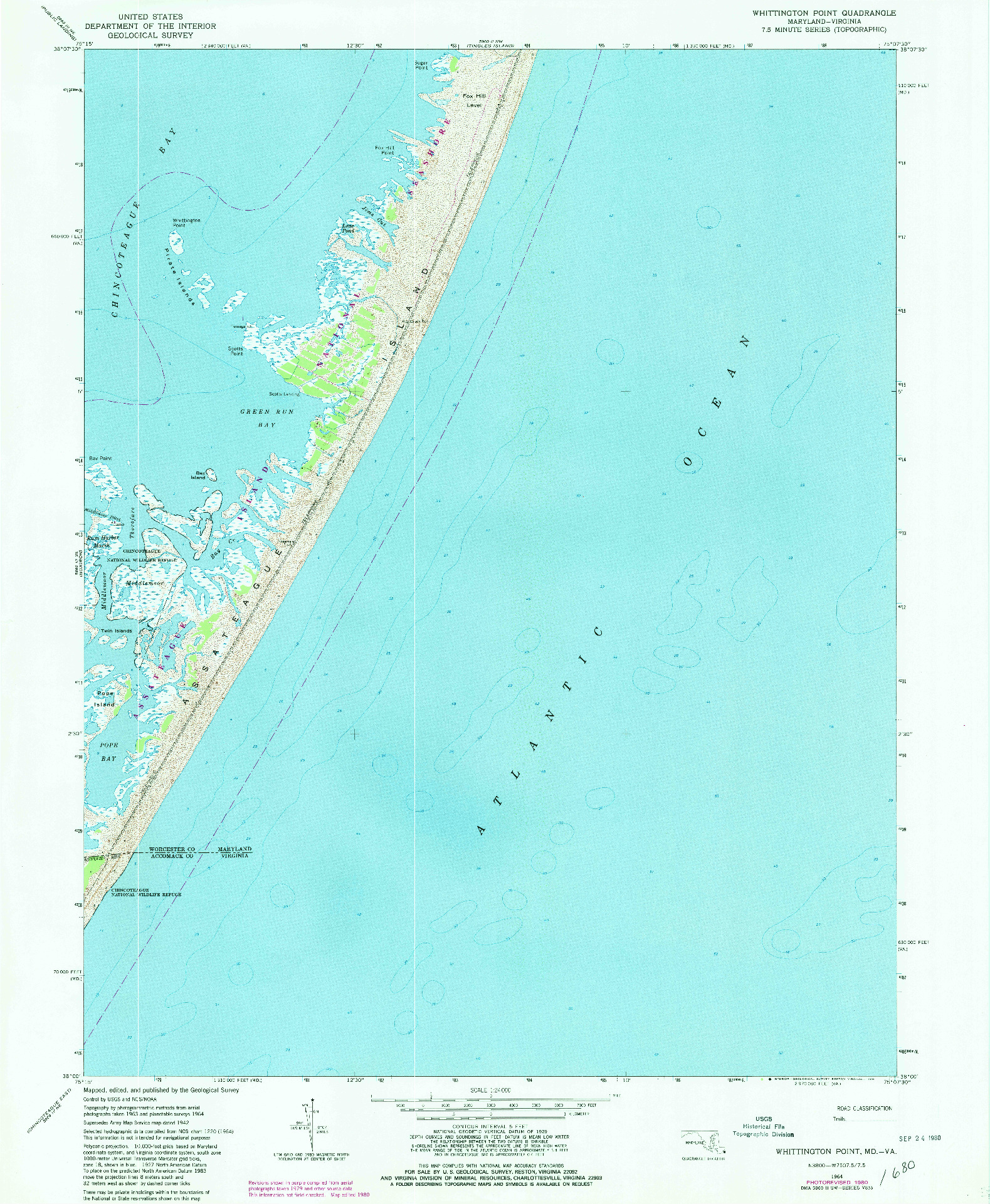USGS 1:24000-SCALE QUADRANGLE FOR WHITTINGTON POINT, MD 1964