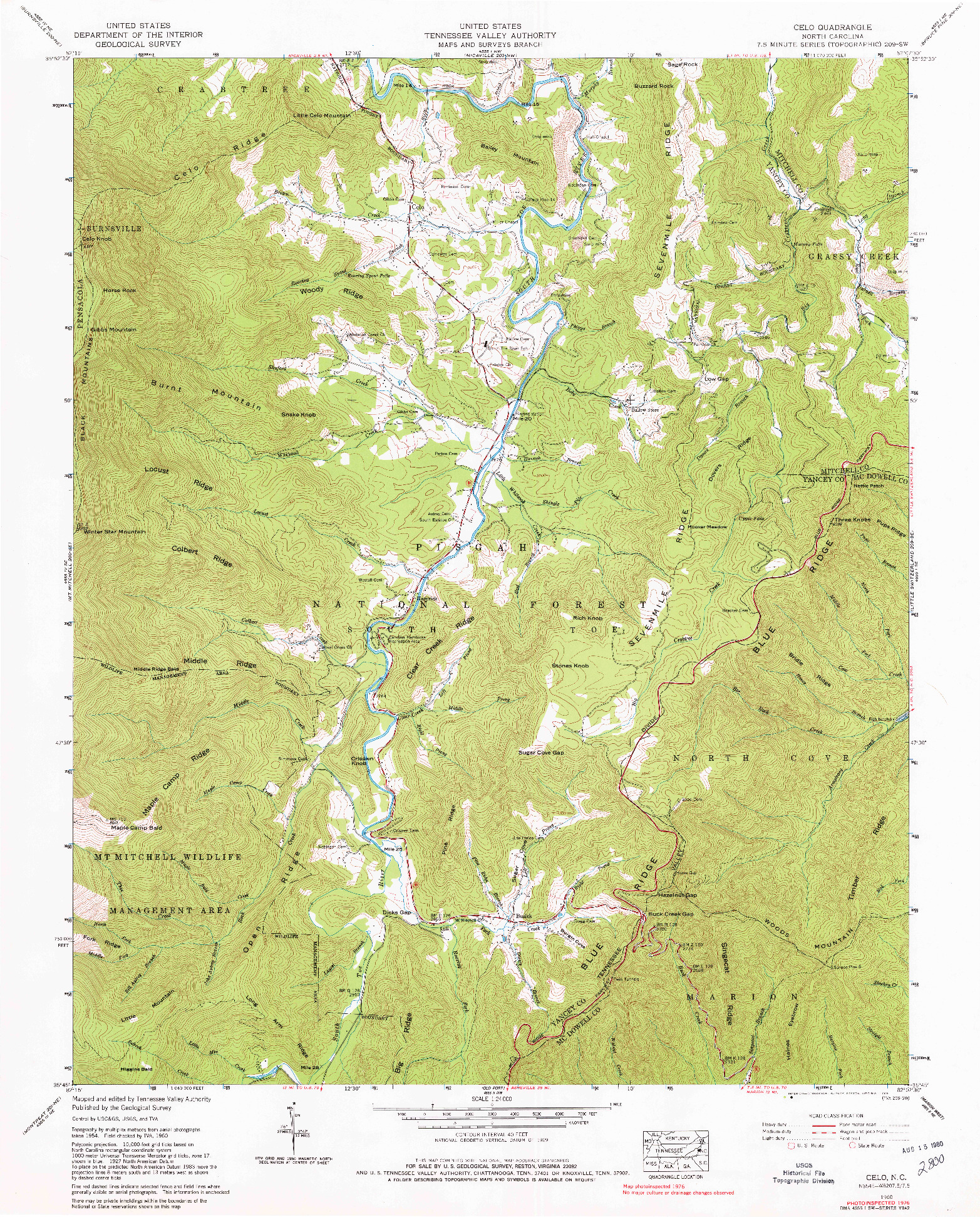 USGS 1:24000-SCALE QUADRANGLE FOR CELO, NC 1960