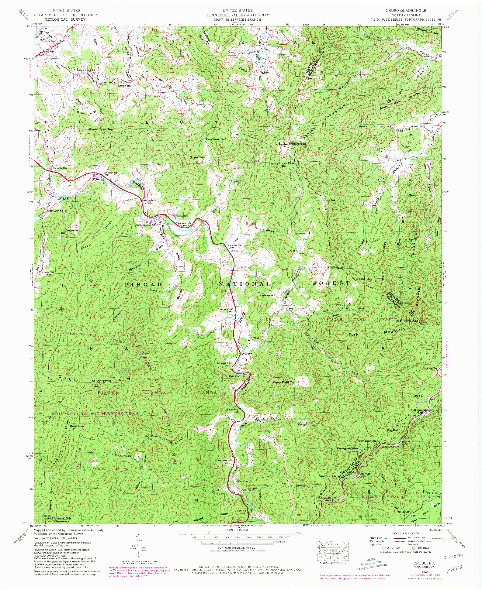 USGS 1:24000-SCALE QUADRANGLE FOR CRUSO, NC 1941