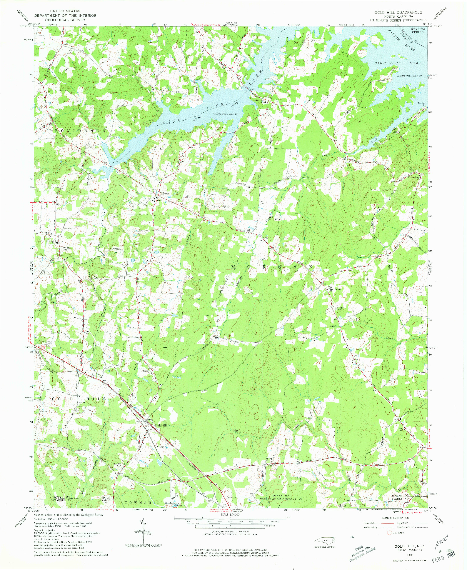 USGS 1:24000-SCALE QUADRANGLE FOR GOLD HILL, NC 1962