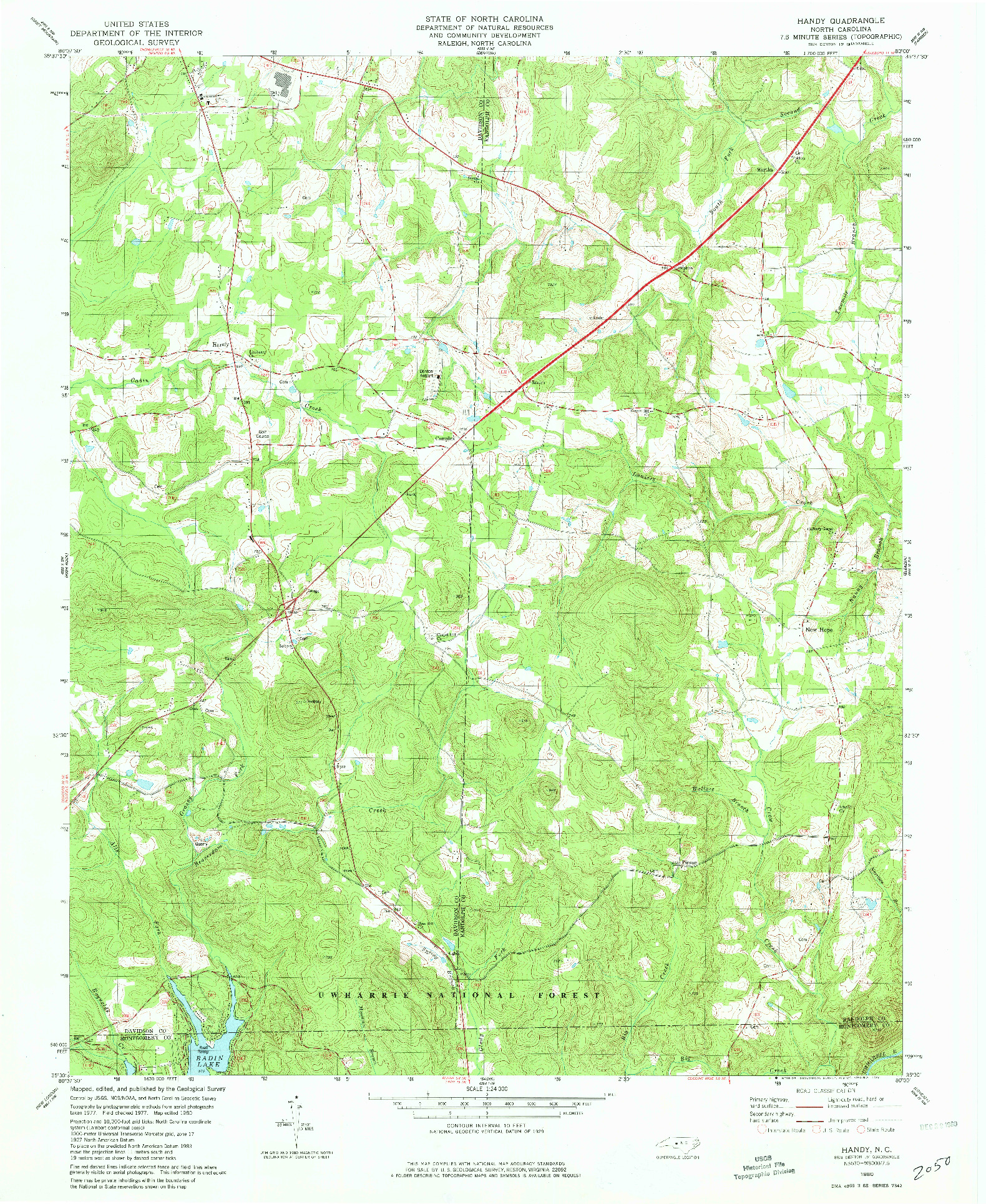 USGS 1:24000-SCALE QUADRANGLE FOR HANDY, NC 1980