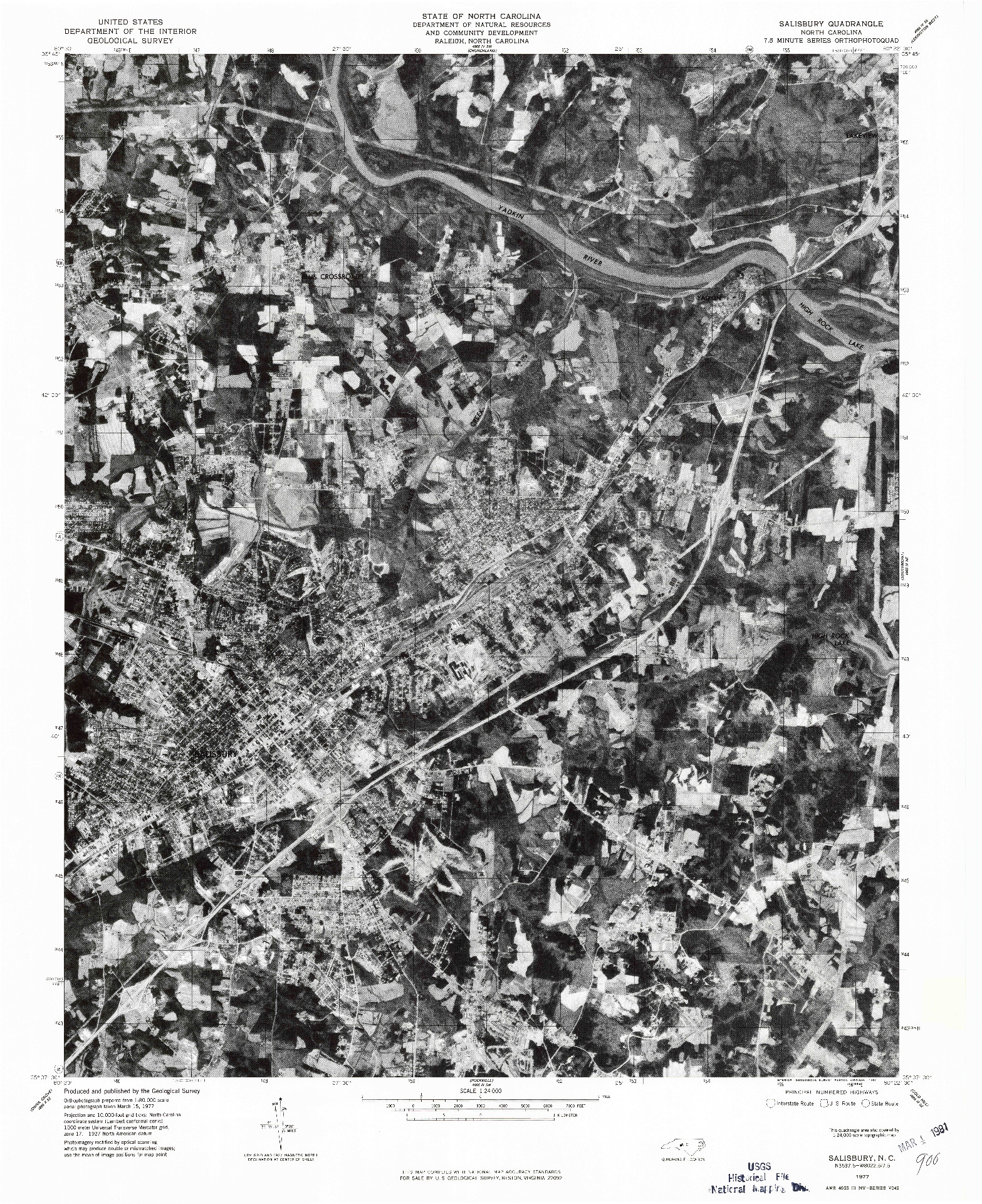 USGS 1:24000-SCALE QUADRANGLE FOR SALISBURY, NC 1977