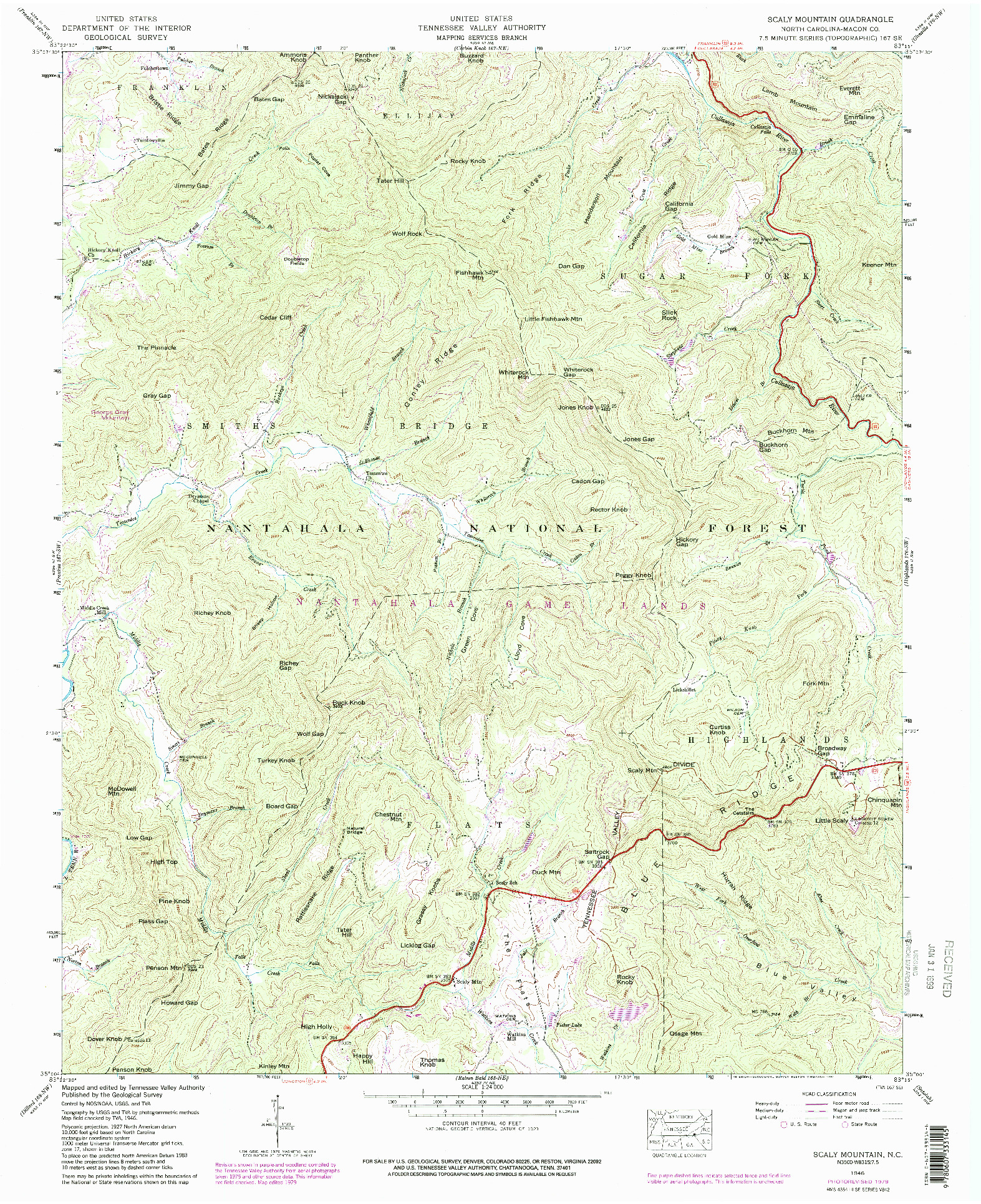 USGS 1:24000-SCALE QUADRANGLE FOR SCALY MOUNTAIN, NC 1946