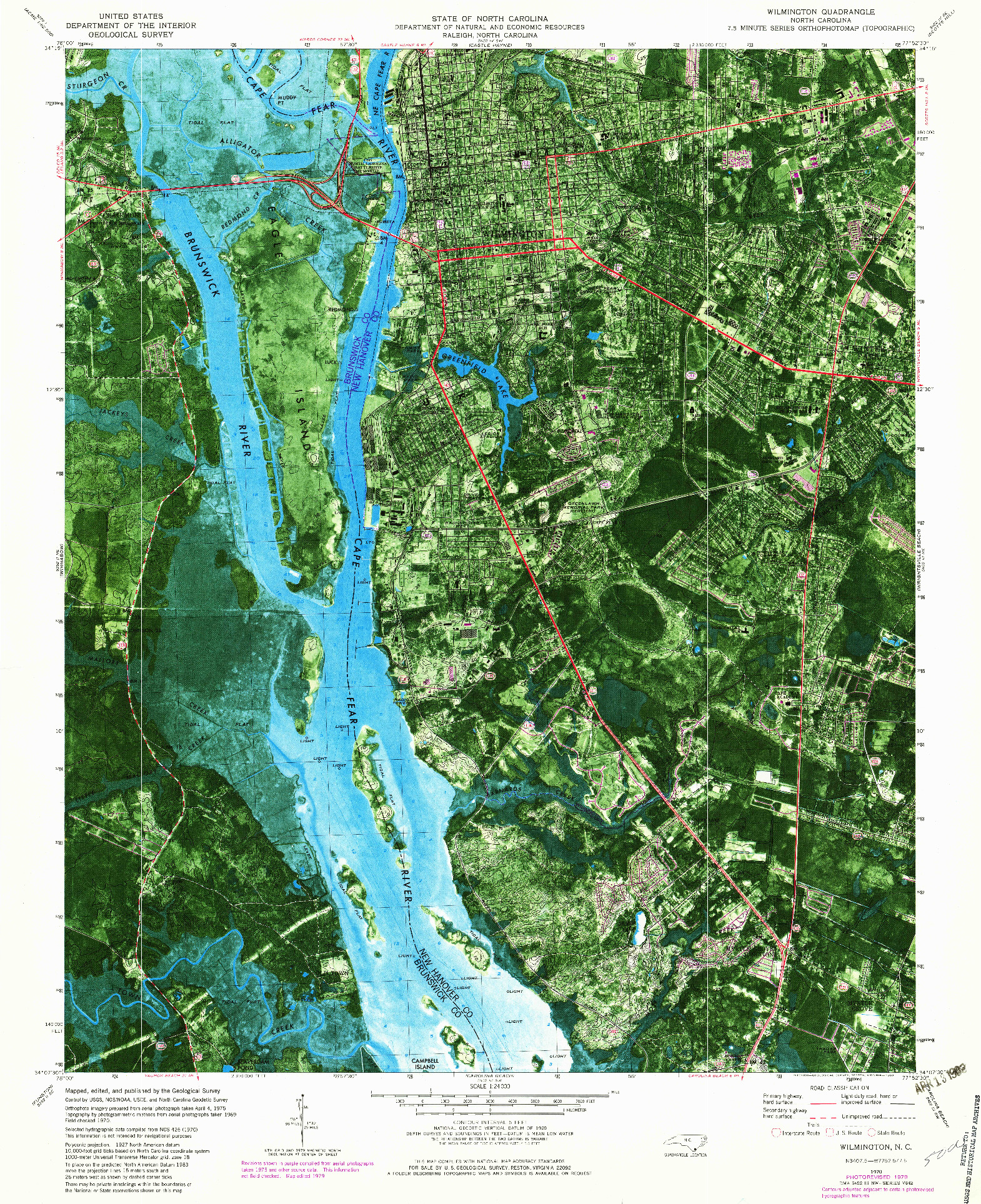 USGS 1:24000-SCALE QUADRANGLE FOR WILMINGTON, NC 1970