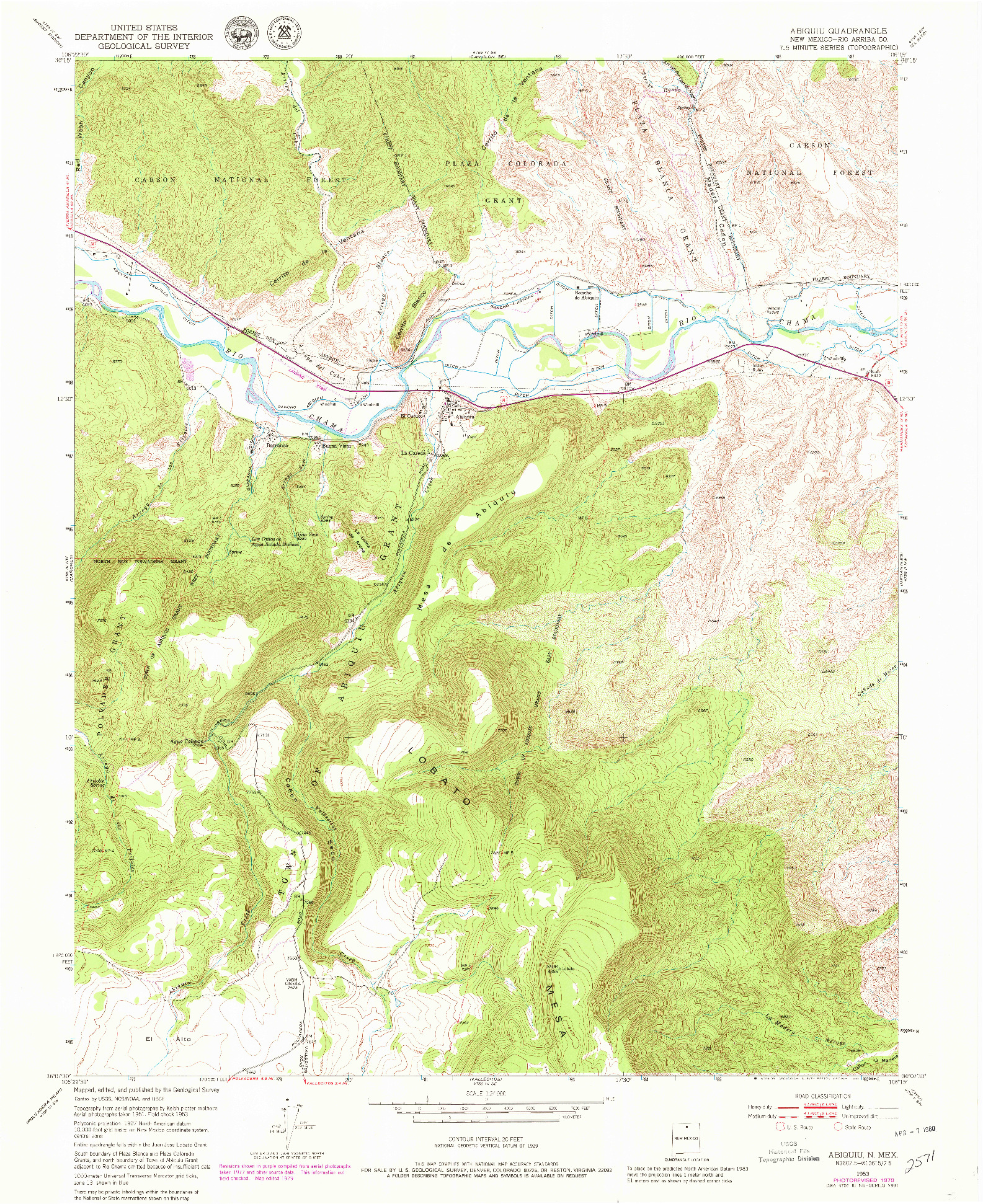 USGS 1:24000-SCALE QUADRANGLE FOR ABIQUIU, NM 1953