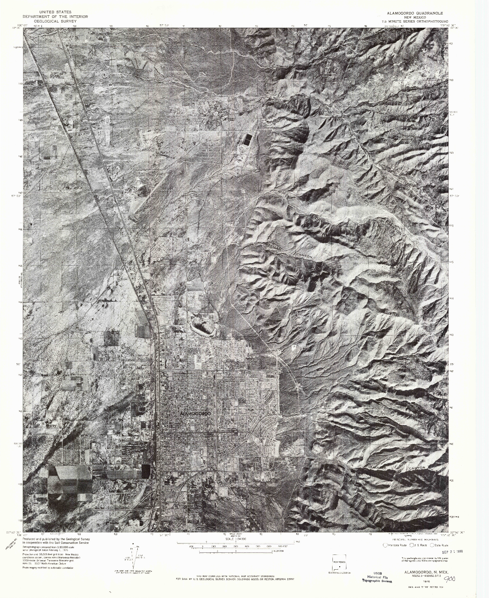 USGS 1:24000-SCALE QUADRANGLE FOR ALAMOGORDO, NM 1976