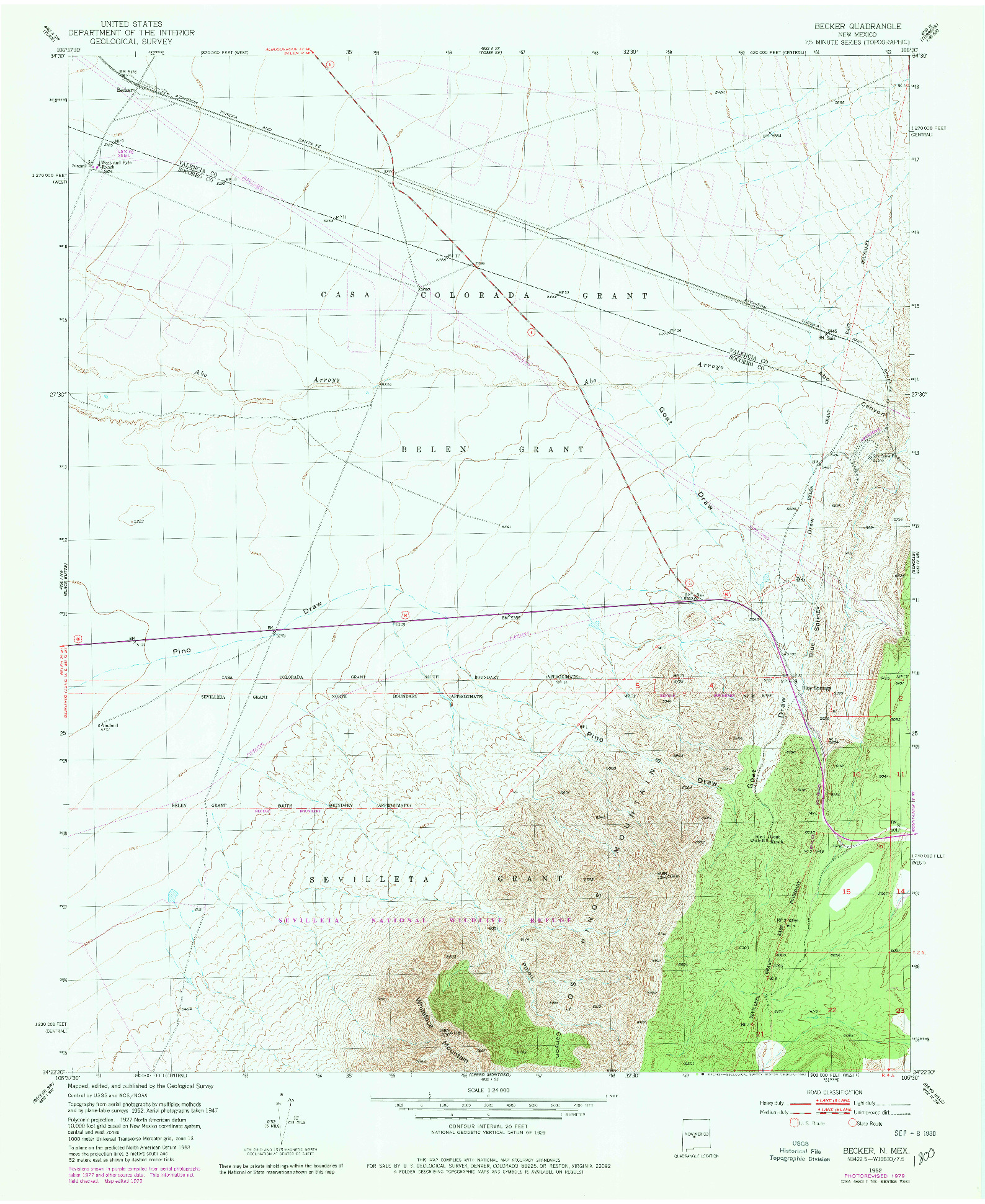 USGS 1:24000-SCALE QUADRANGLE FOR BECKER, NM 1952