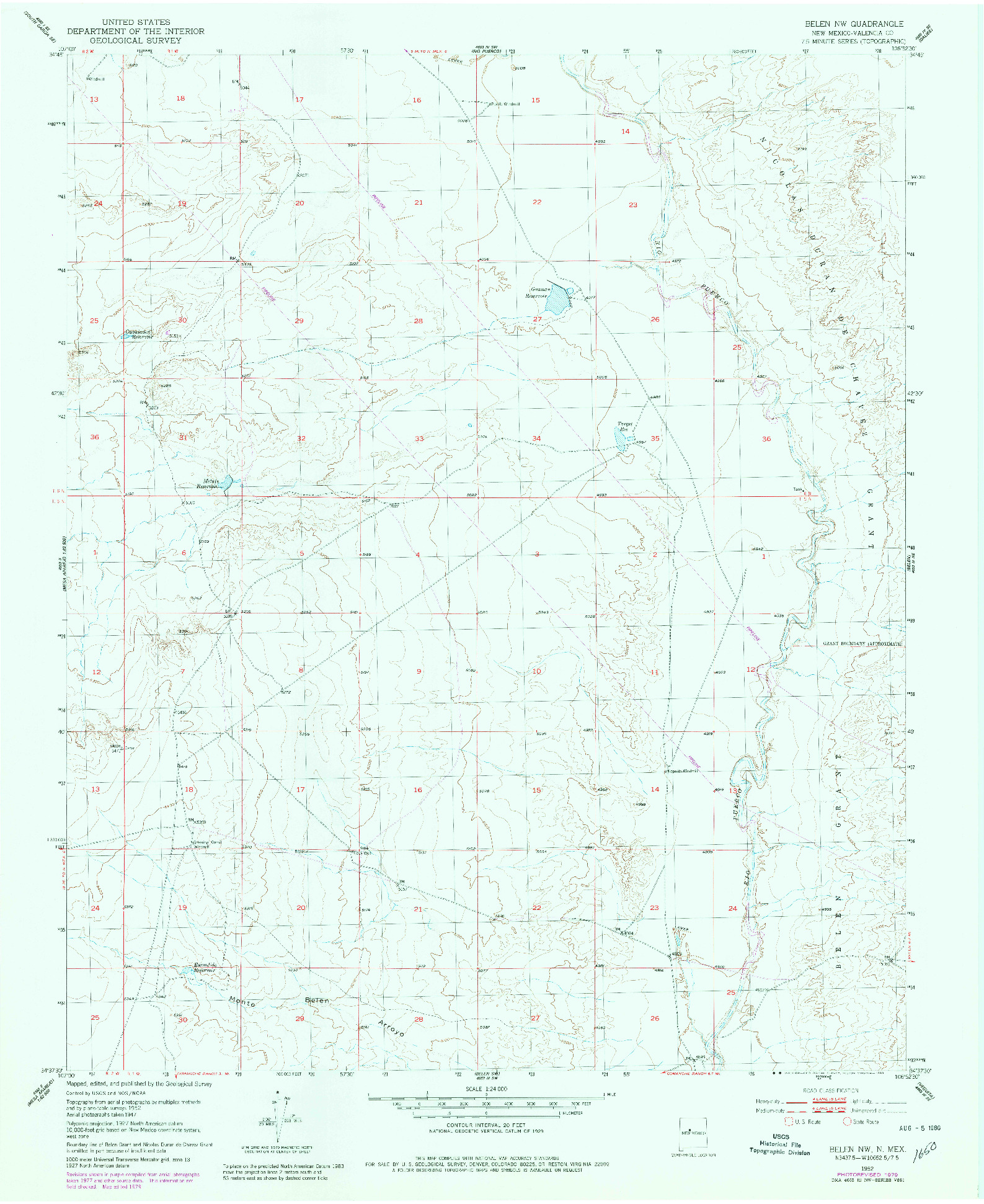 USGS 1:24000-SCALE QUADRANGLE FOR BELEN NW, NM 1952