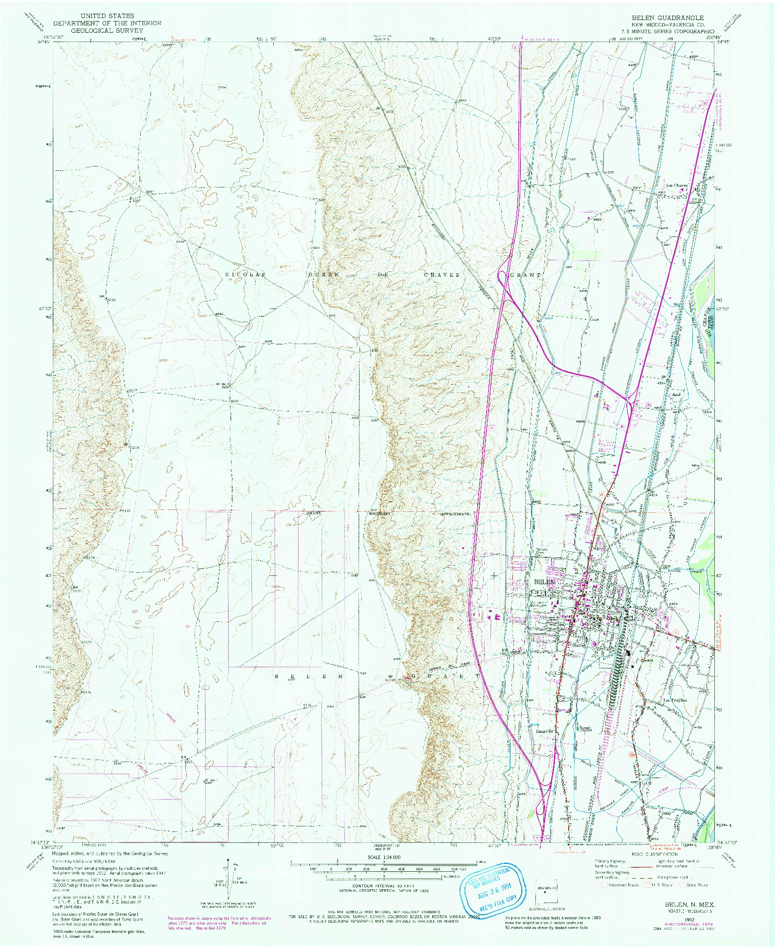USGS 1:24000-SCALE QUADRANGLE FOR BELEN, NM 1952