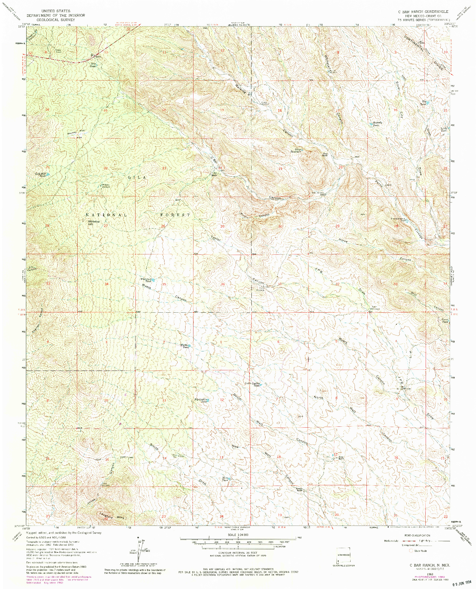 USGS 1:24000-SCALE QUADRANGLE FOR C BAR RANCH, NM 1963