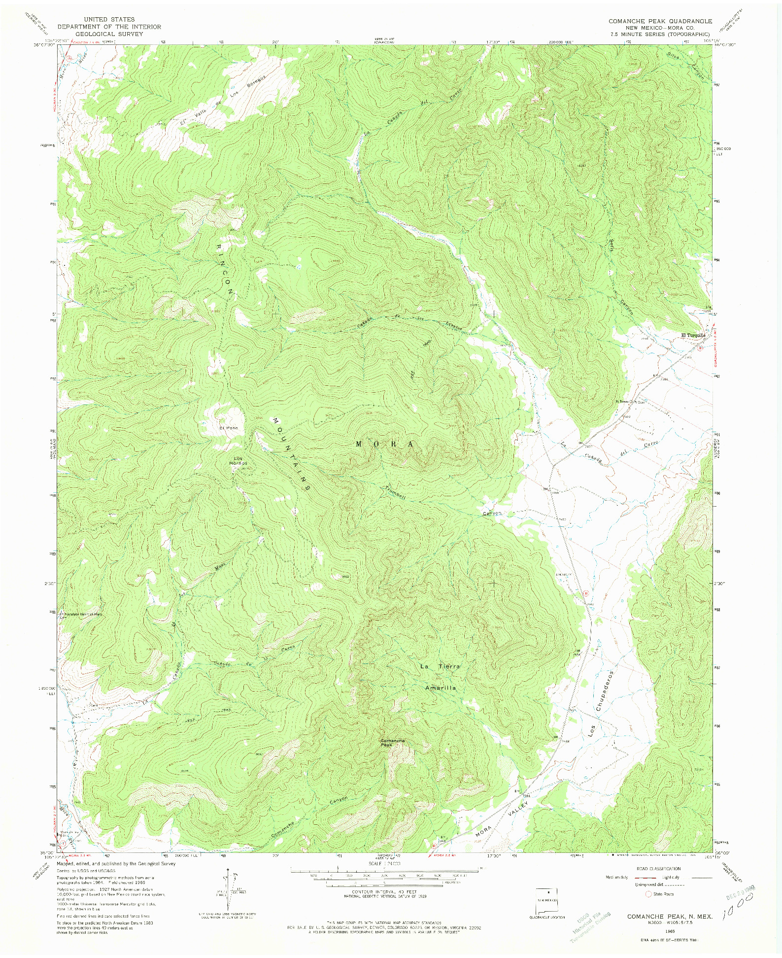 USGS 1:24000-SCALE QUADRANGLE FOR COMANCHE PEAK, NM 1965