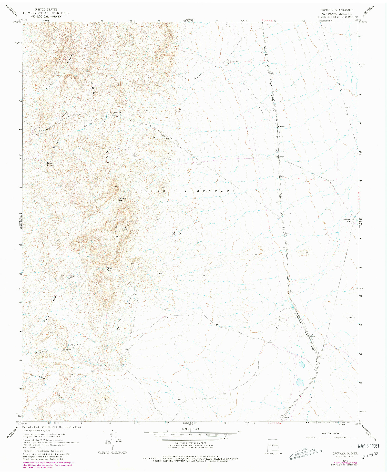 USGS 1:24000-SCALE QUADRANGLE FOR CROCKER, NM 1961